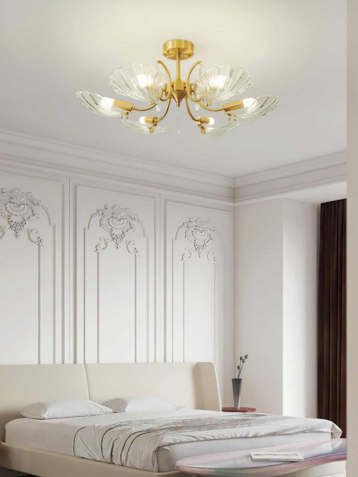 Eiriaria Petal Glass Brass Chandelier