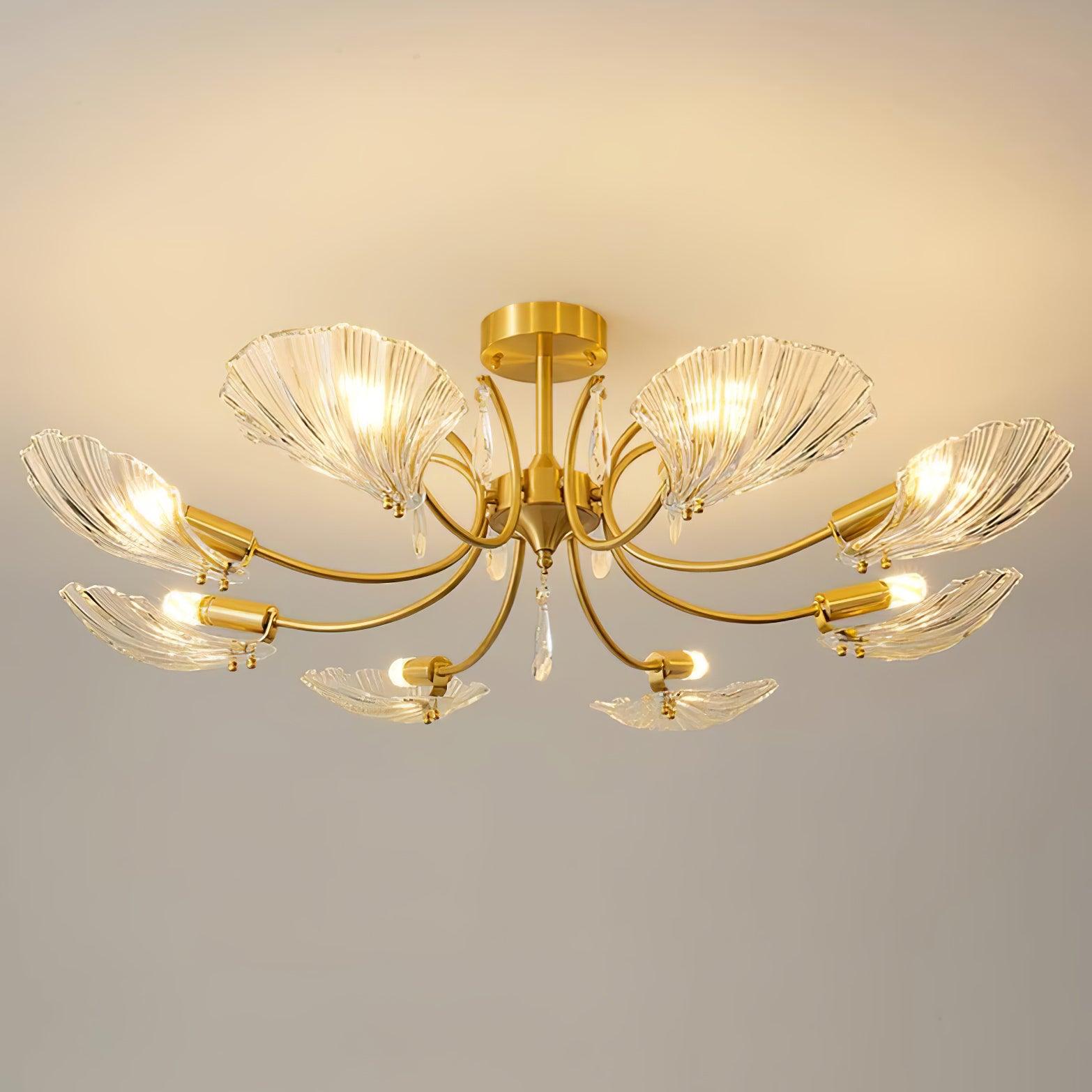 Eiriaria Petal Glass Brass Chandelier
