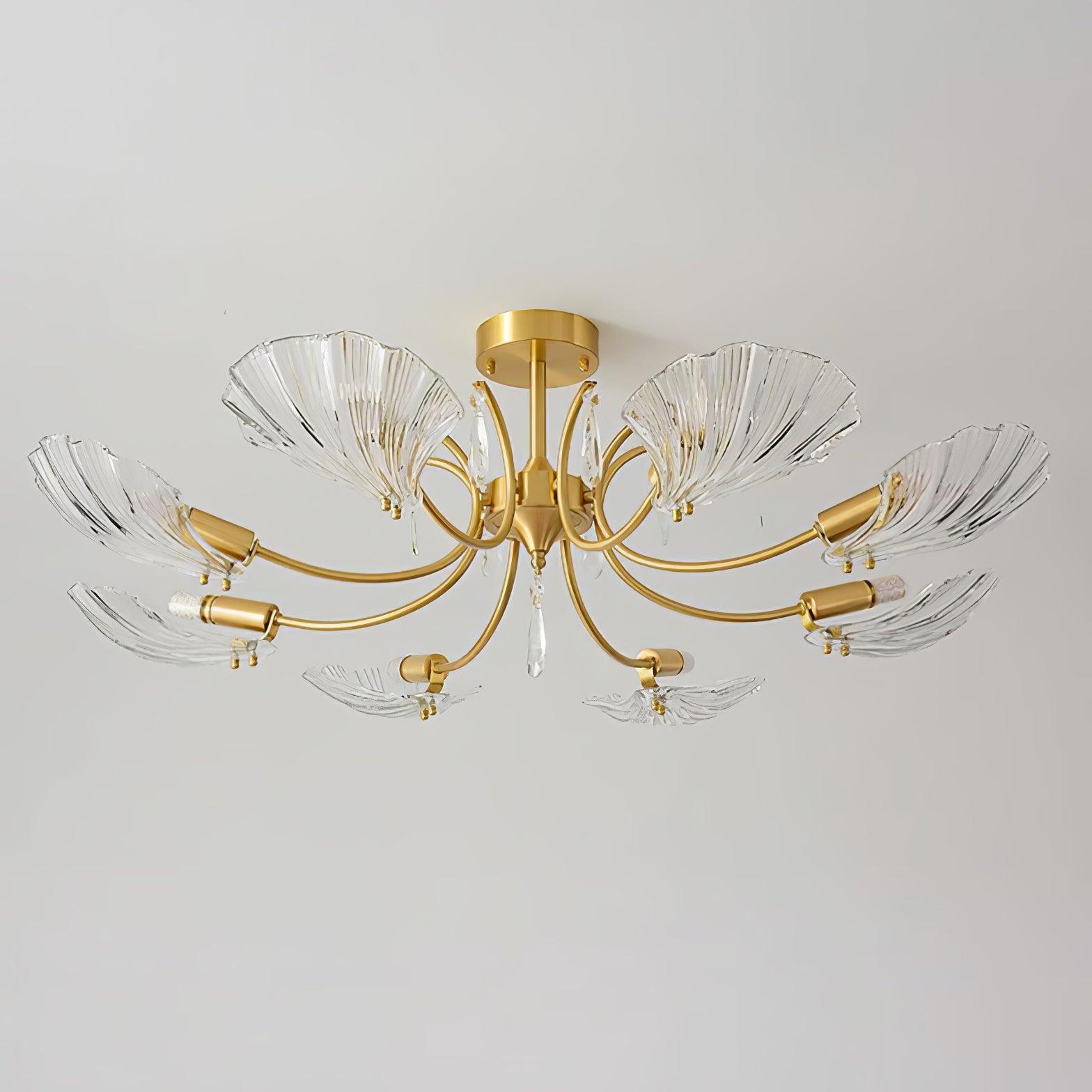 Eiriaria Petal Glass Brass Chandelier