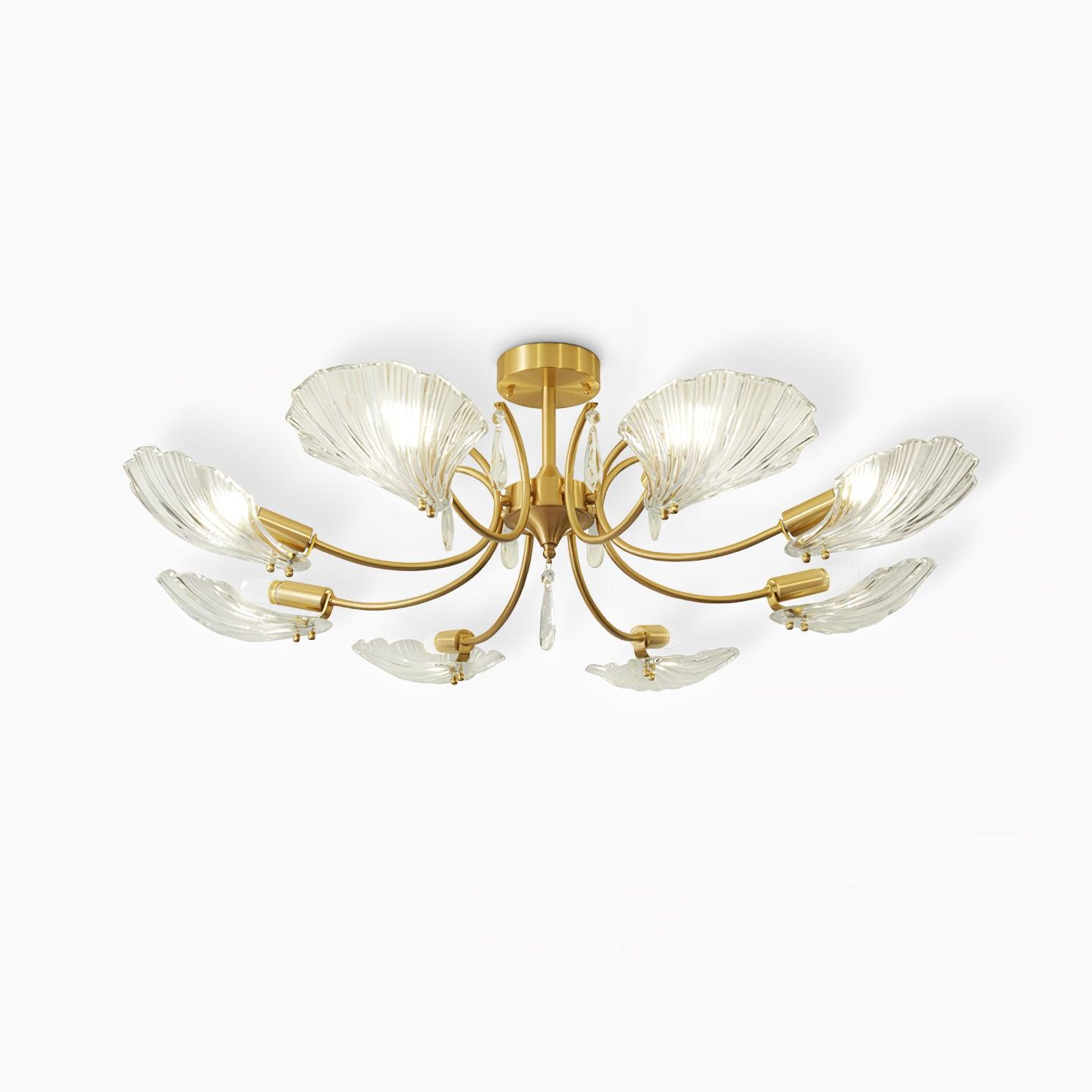Eiriaria Petal Glass Brass Chandelier