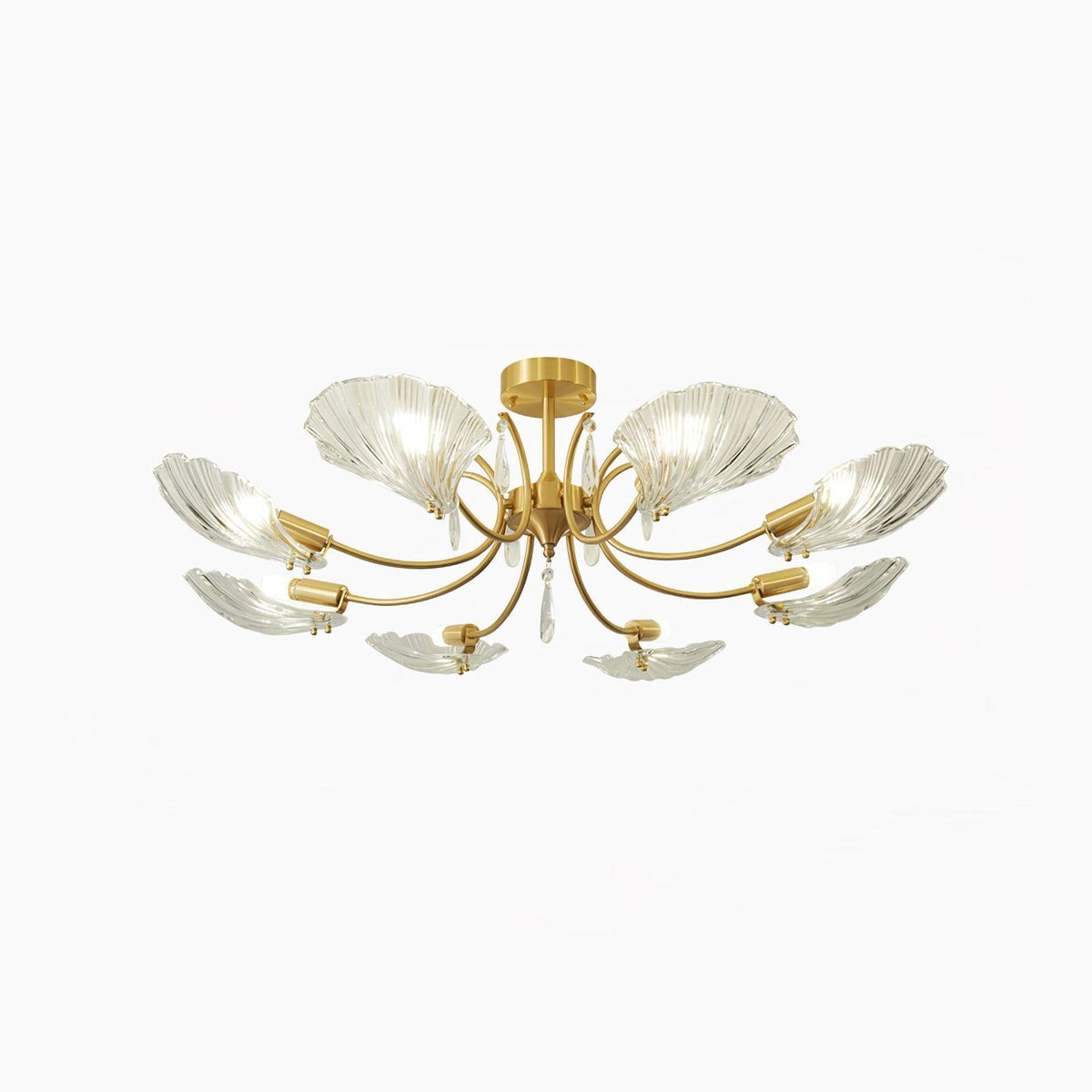 Eiriaria Petal Glass Brass Chandelier