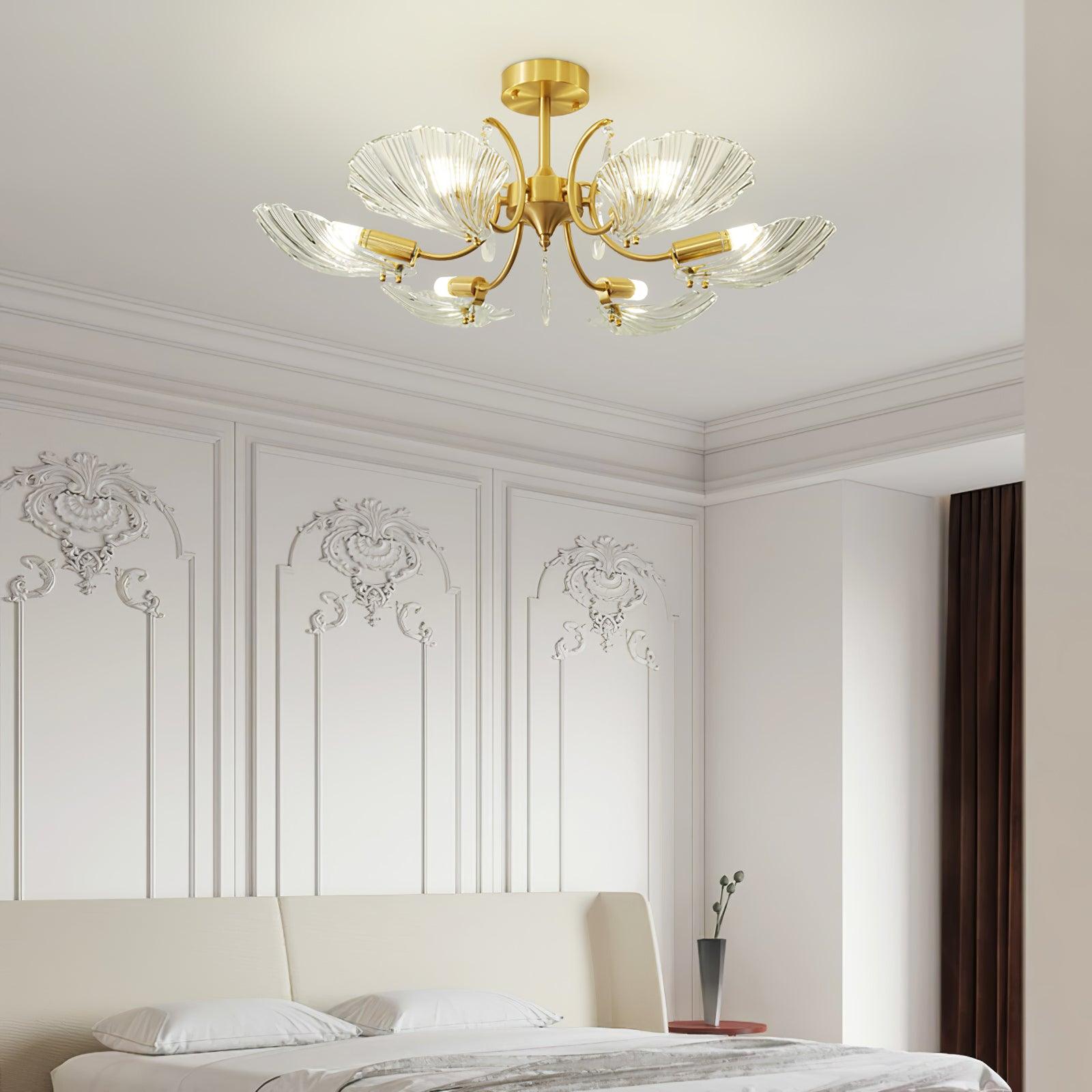 Eiriaria Petal Glass Brass Chandelier