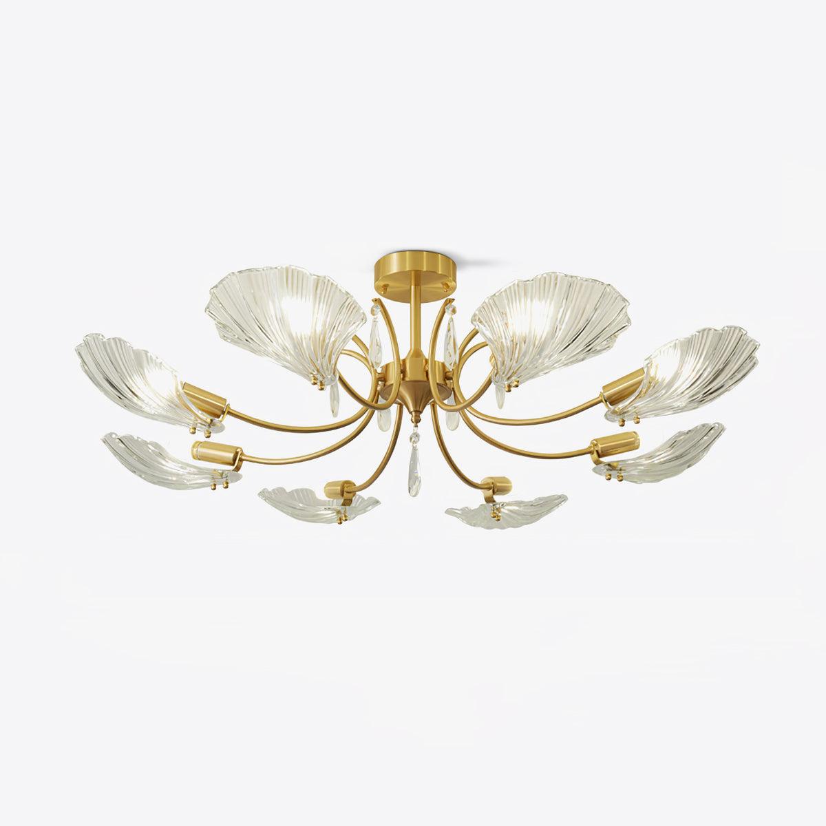 Eiriaria Petal Glass Brass Chandelier