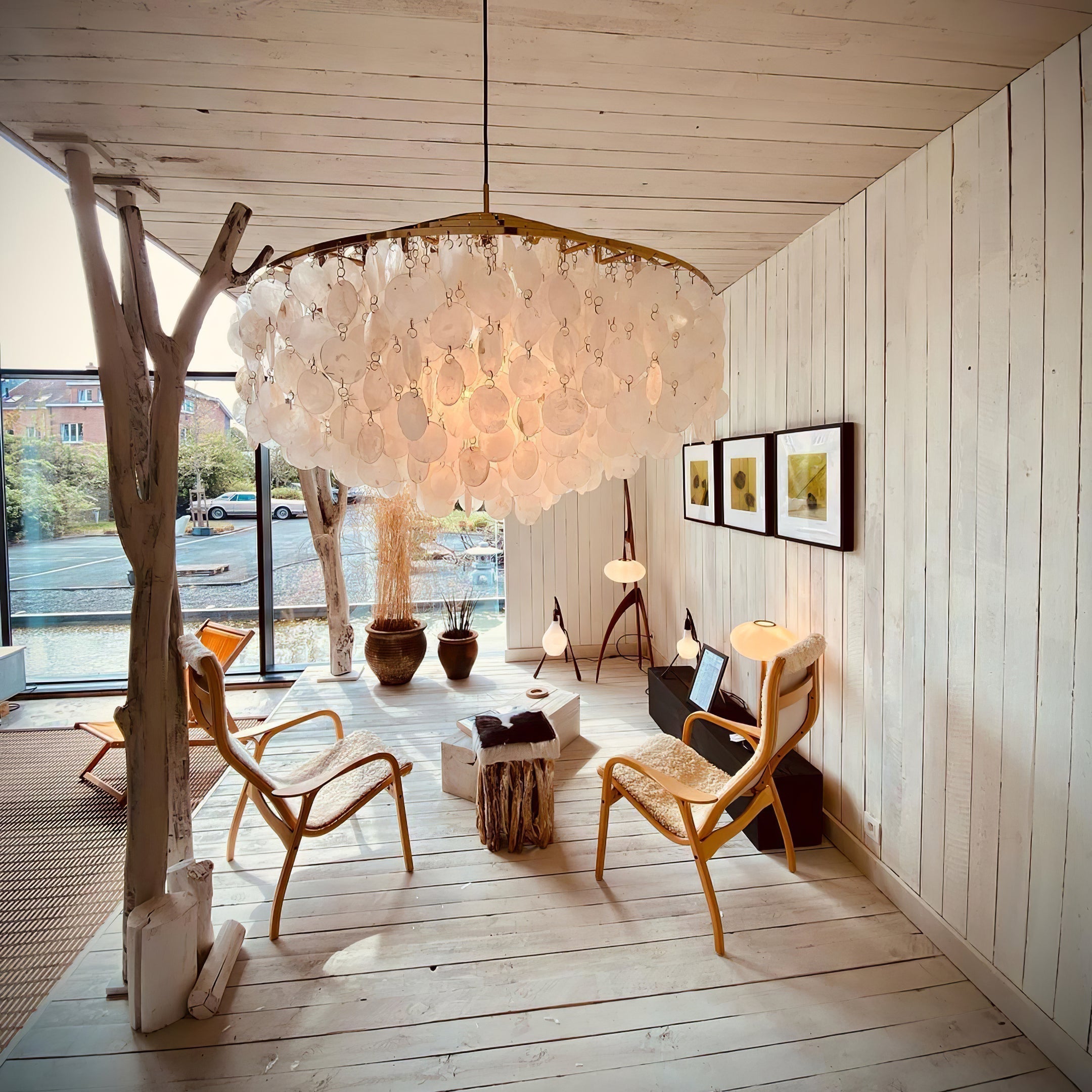 Rivena Pendant Lamp Round Shell Ring