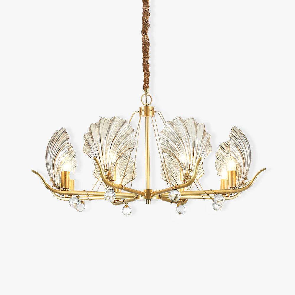 Luxereon Chandelier Shell Crystal Leaf Copper