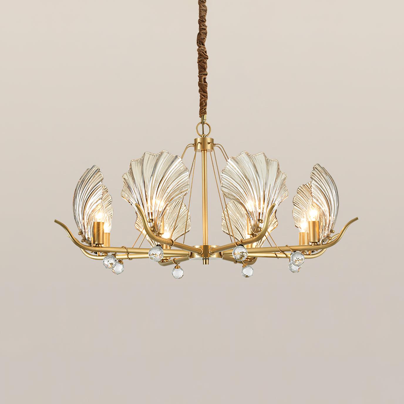 Luxereon Chandelier Shell Crystal Leaf Copper