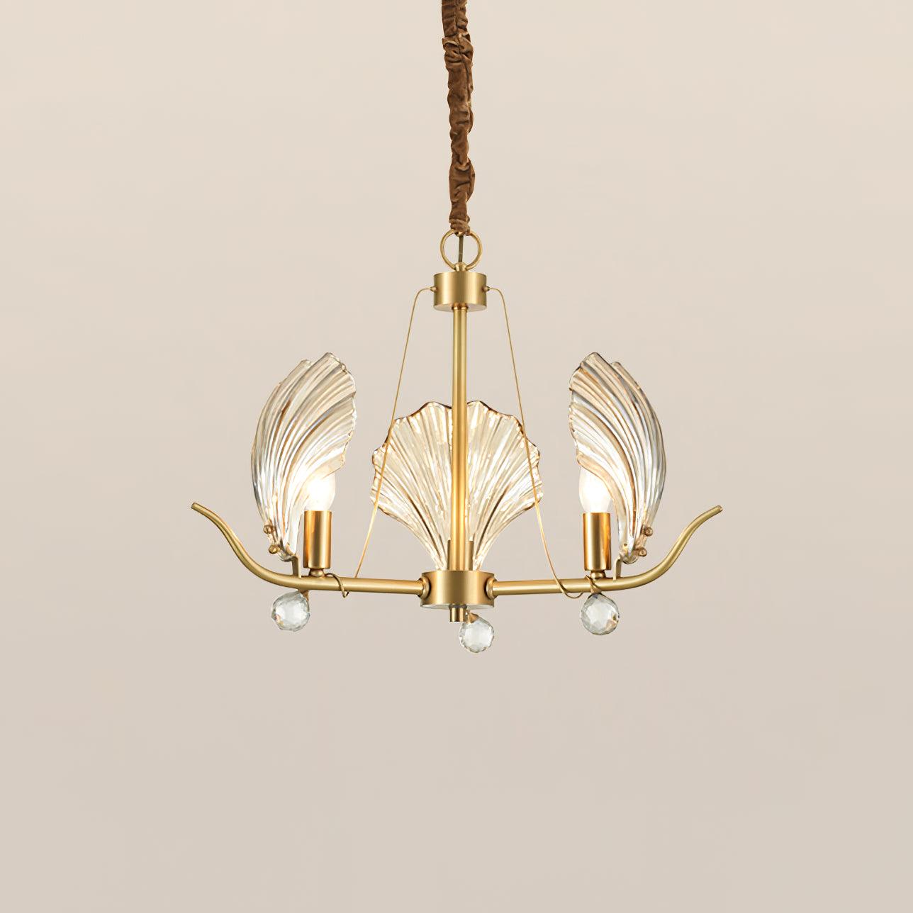 Luxereon Chandelier Shell Crystal Leaf Copper