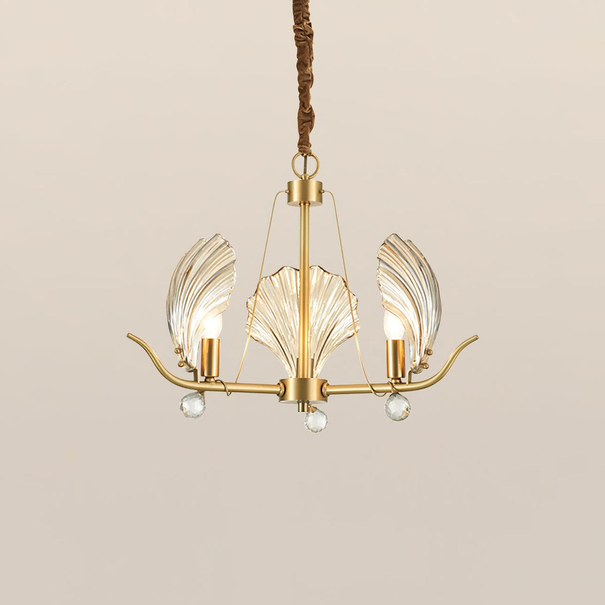 Luxereon Chandelier Shell Crystal Leaf Copper
