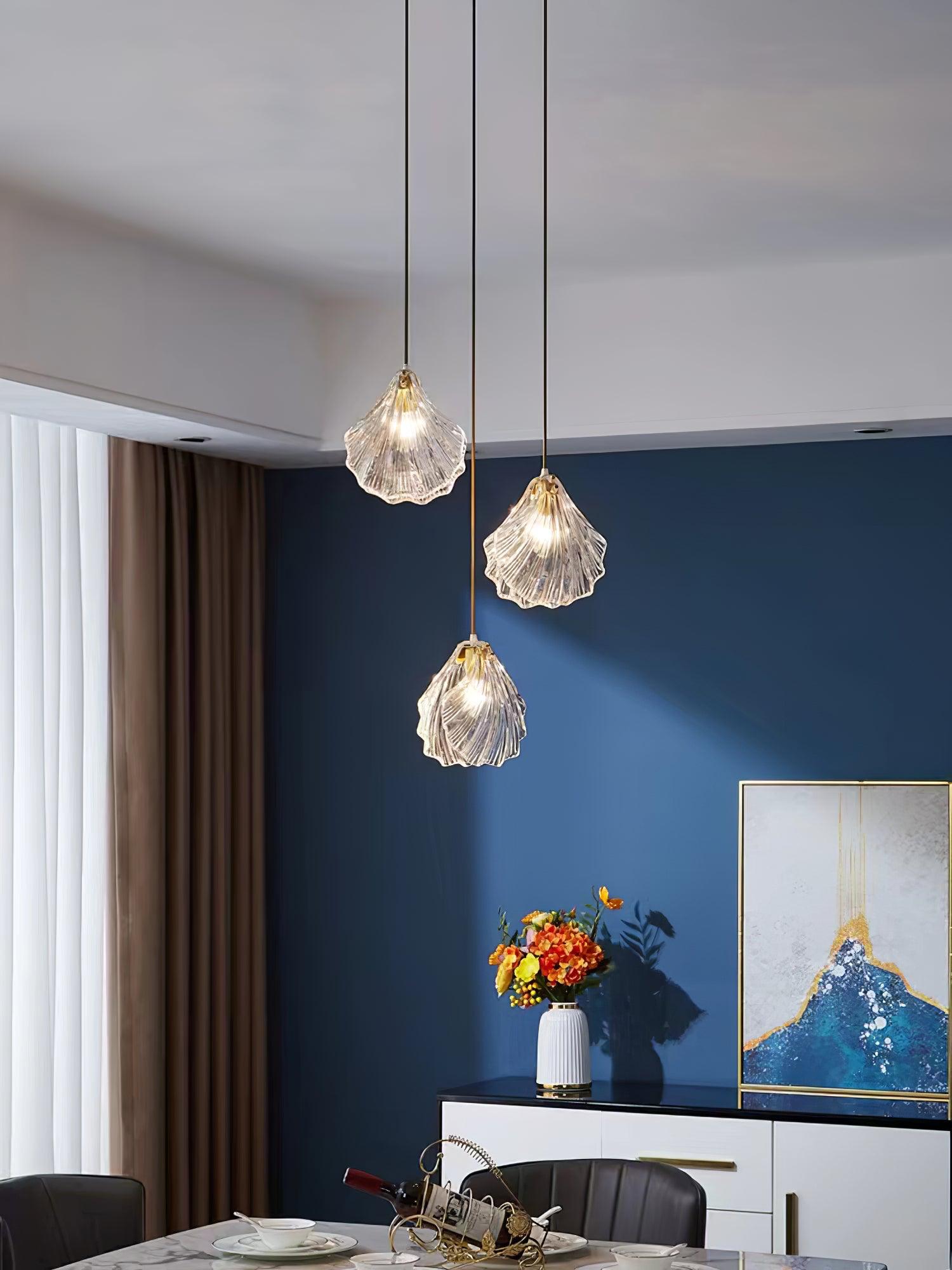 Covene Nordic Art Shell Mini Swag Glass Pendant Light