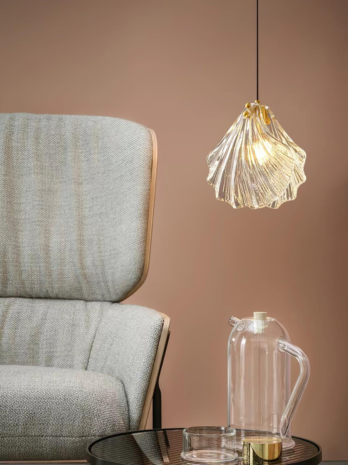 Covene Nordic Art Shell Mini Swag Glass Pendant Light
