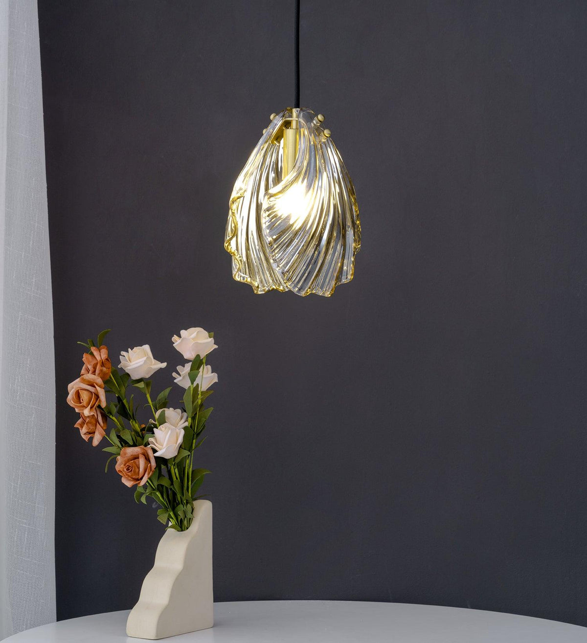 Covene Nordic Art Shell Mini Swag Glass Pendant Light