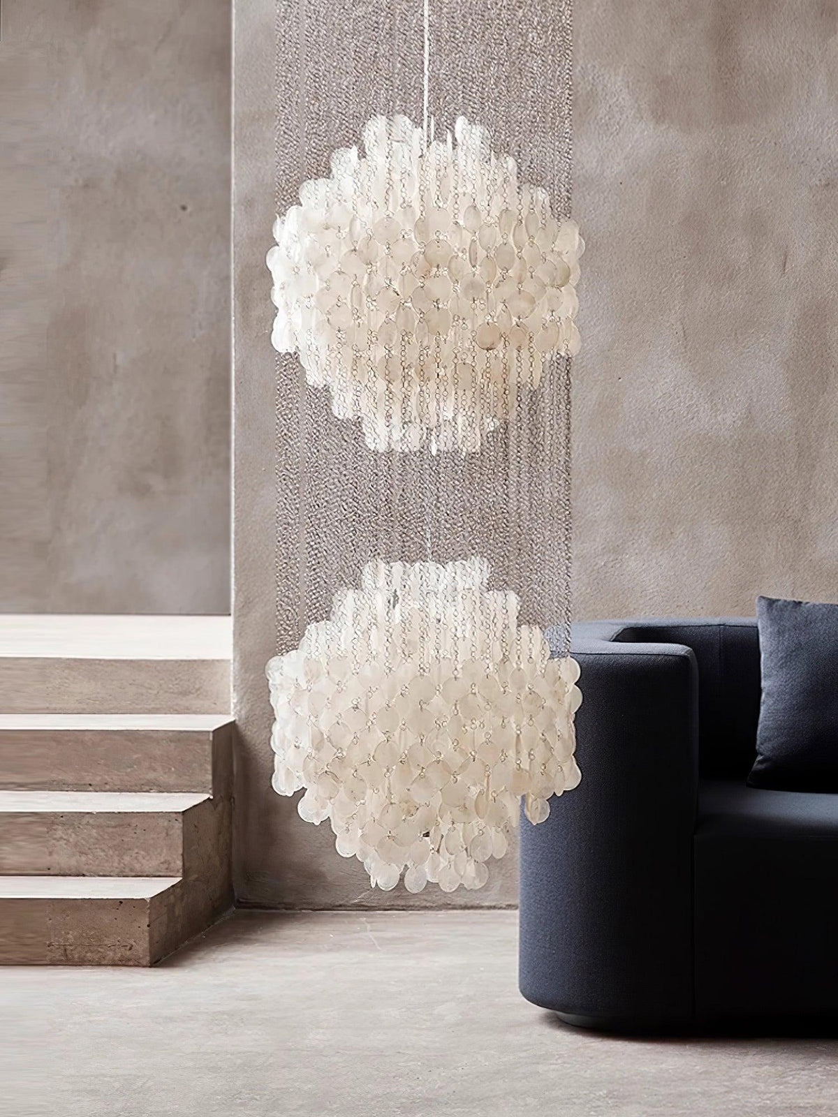 Neloza Coastal Shell Waterfall Pendant Light