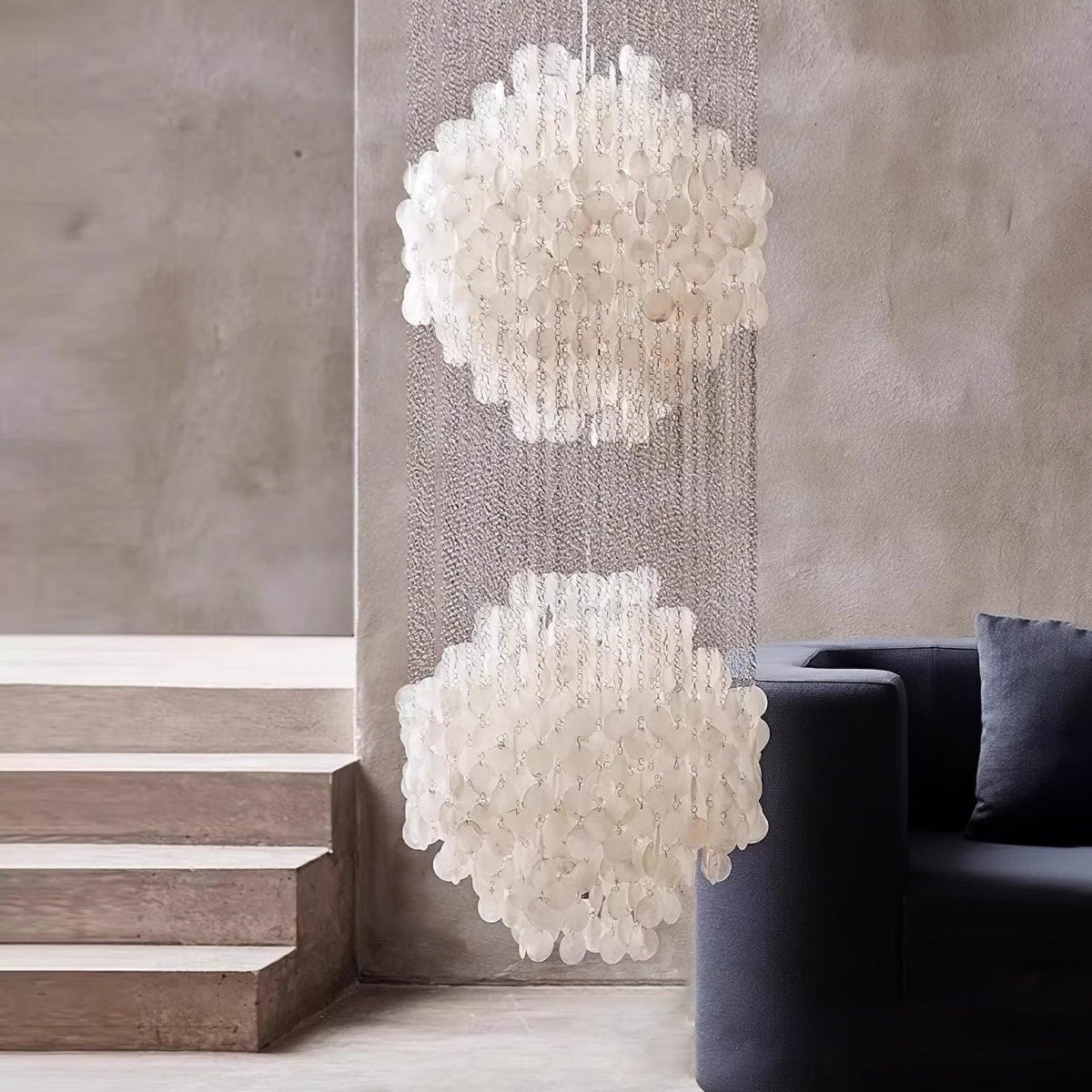 Neloza Coastal Shell Waterfall Pendant Light