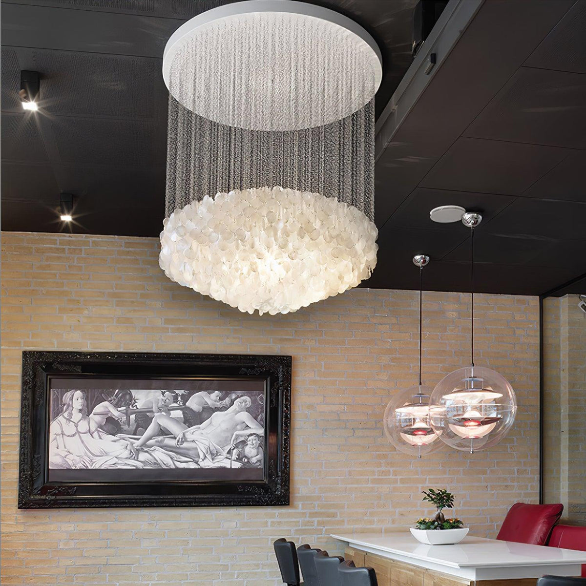 Neloza Coastal Shell Waterfall Pendant Light