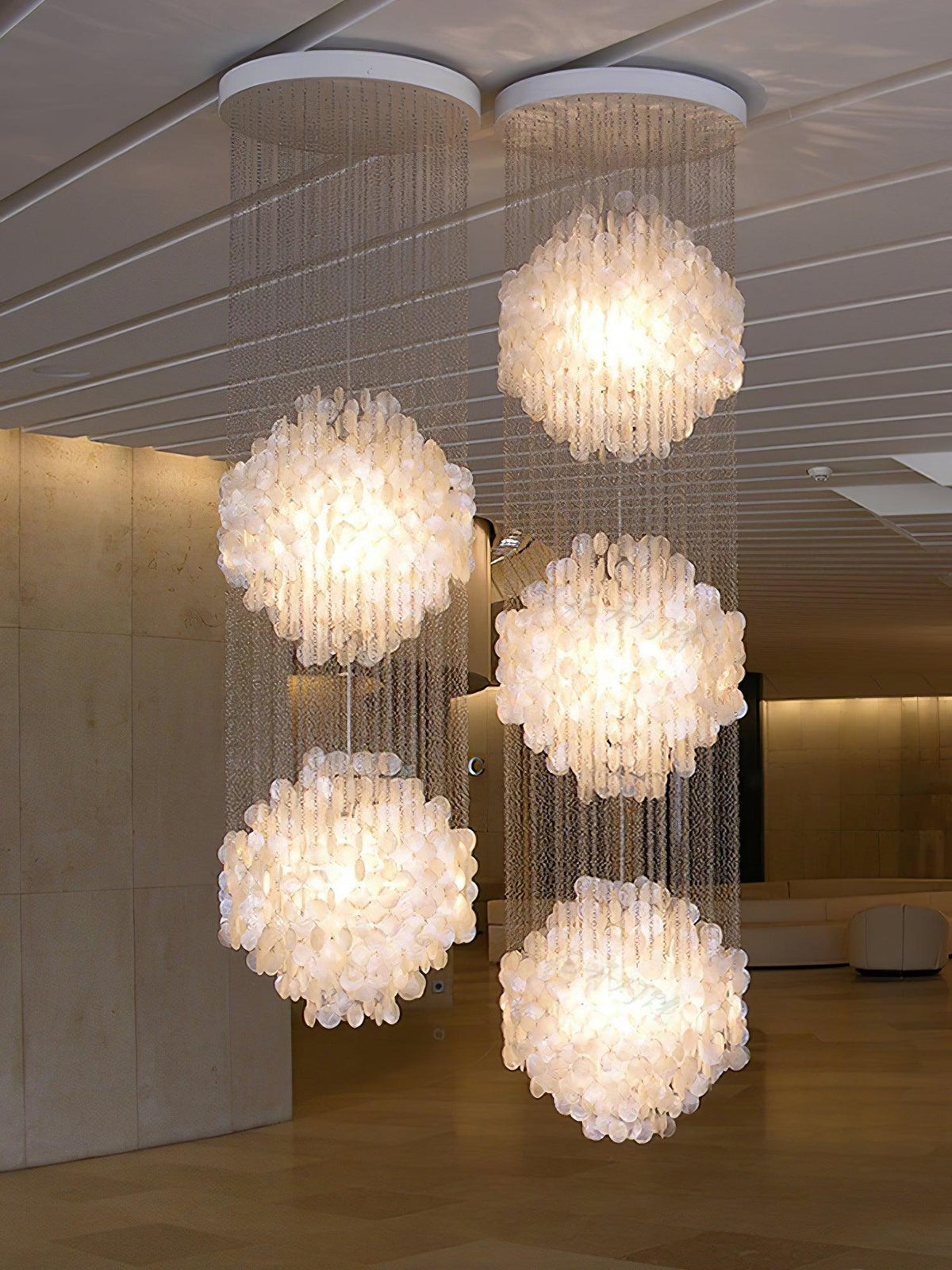 Neloza Coastal Shell Waterfall Pendant Light
