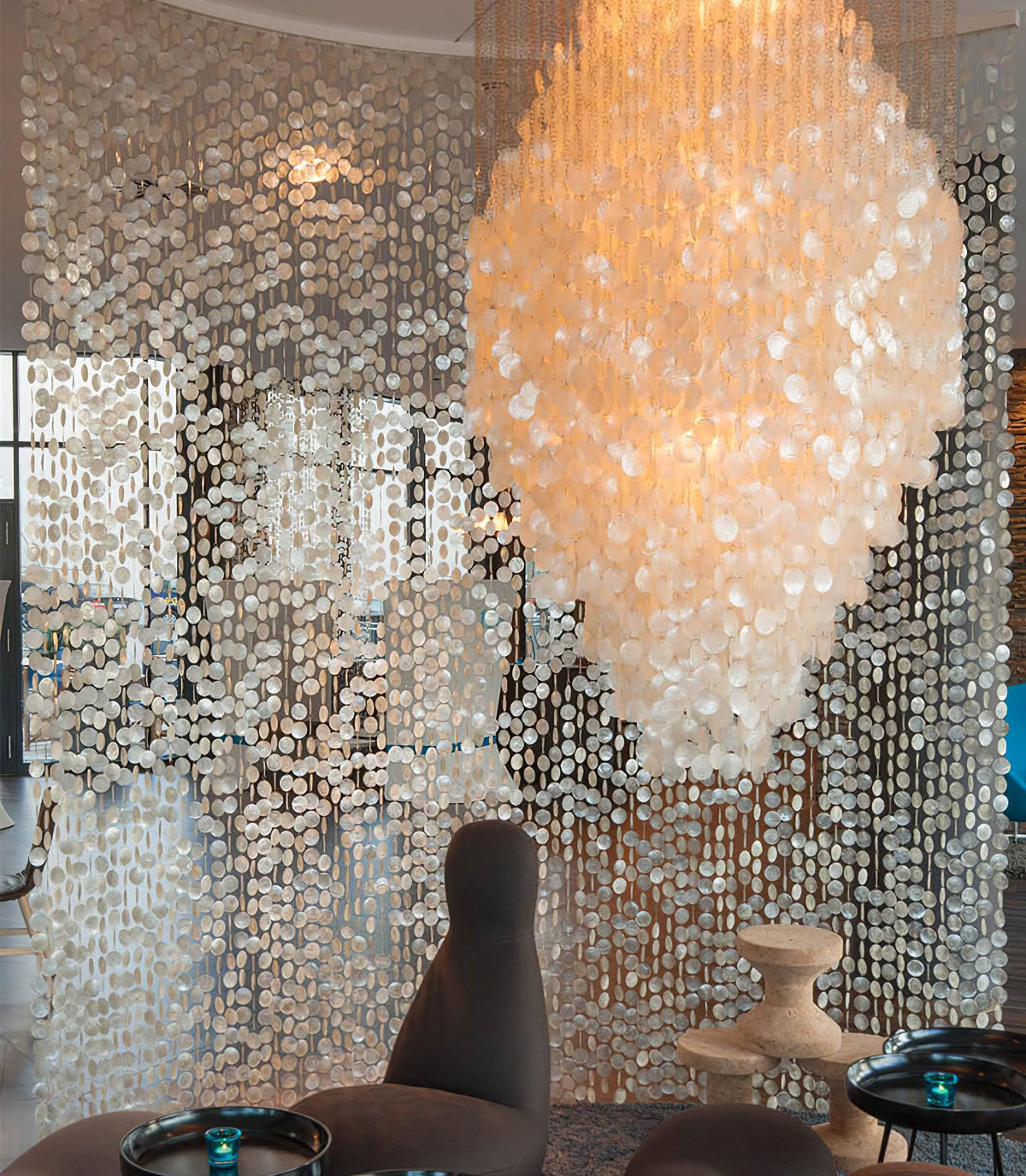 Neloza Coastal Shell Waterfall Pendant Light