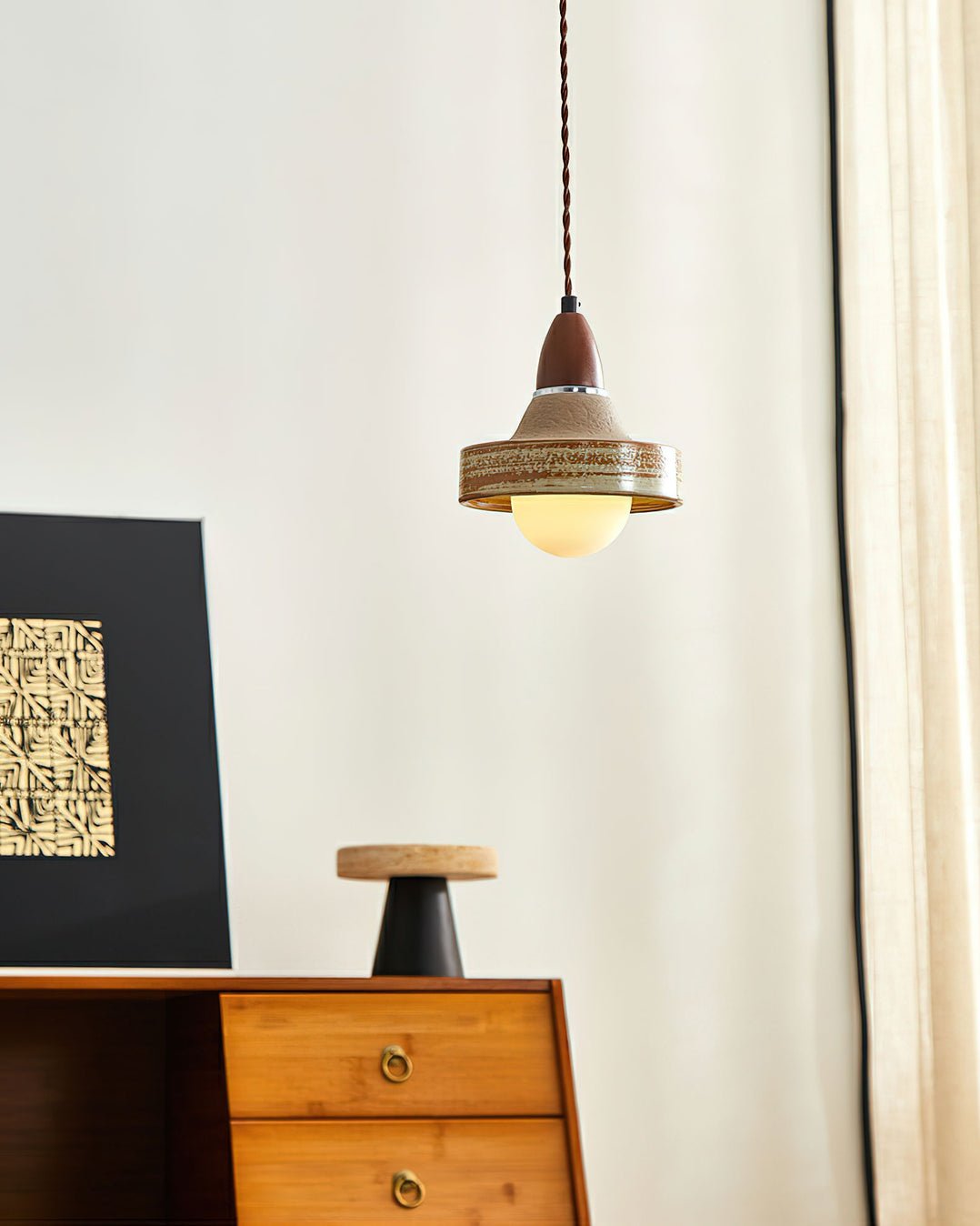 Sierra Premium Nordic Art Ceramics Wood Pendant Lamp