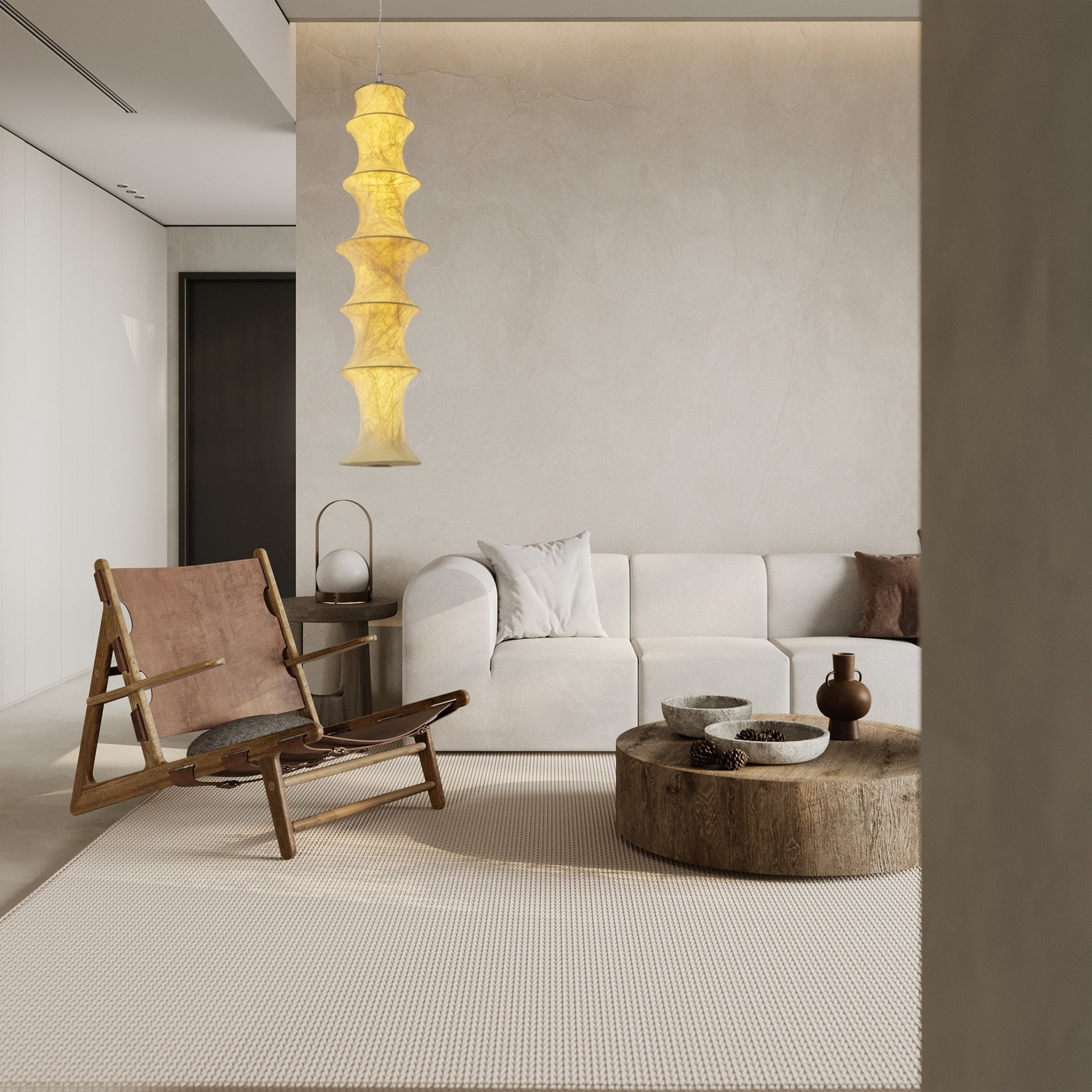 Elraeor Layered Mulberry Silk Pendant Light