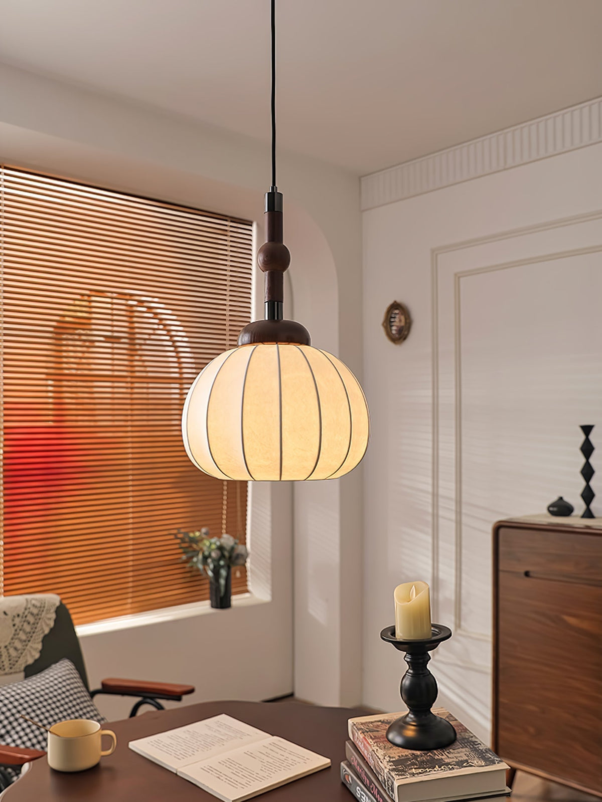 Livenor Silk & Wood Scandinavian Pendant Lamp