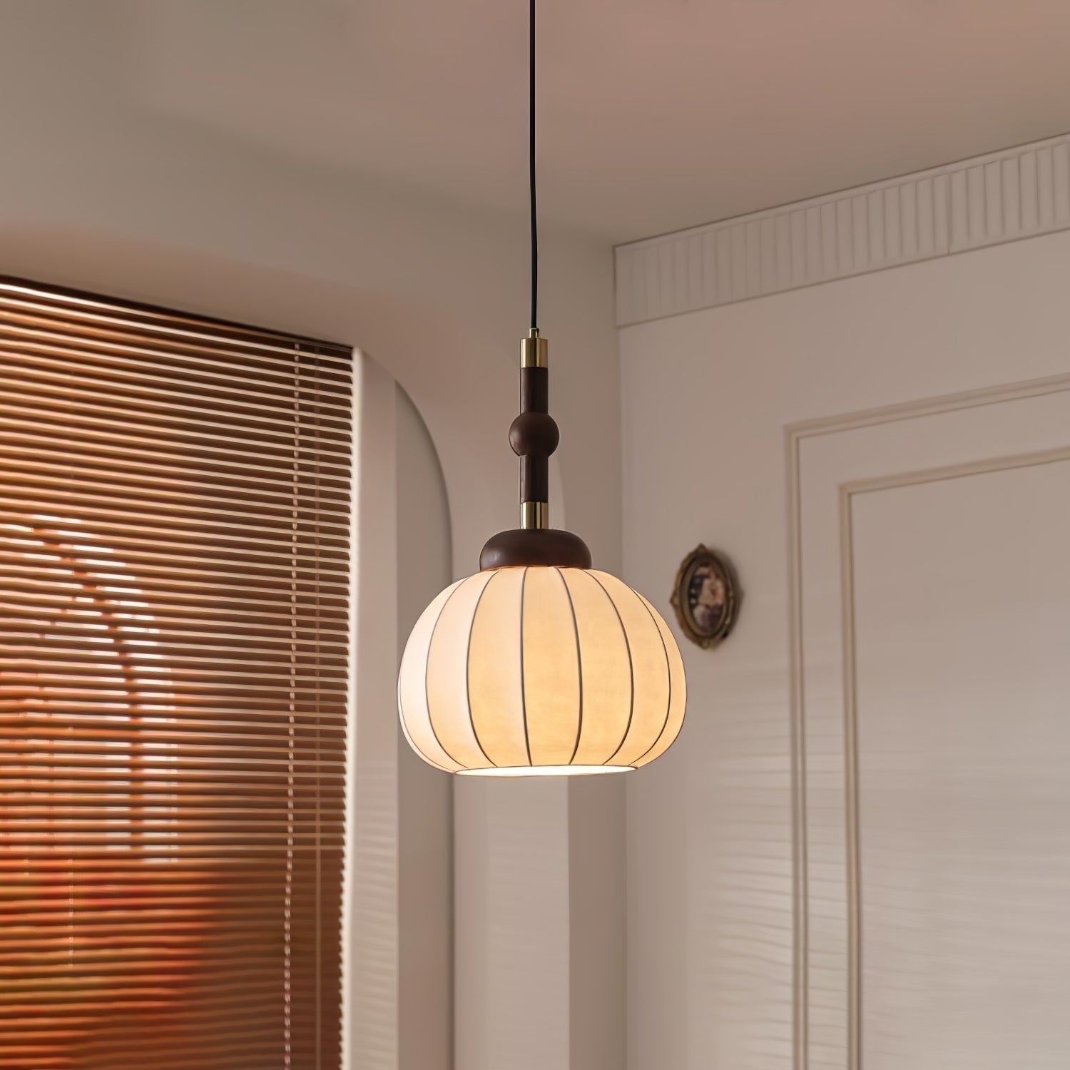 Livenor Silk & Wood Scandinavian Pendant Lamp