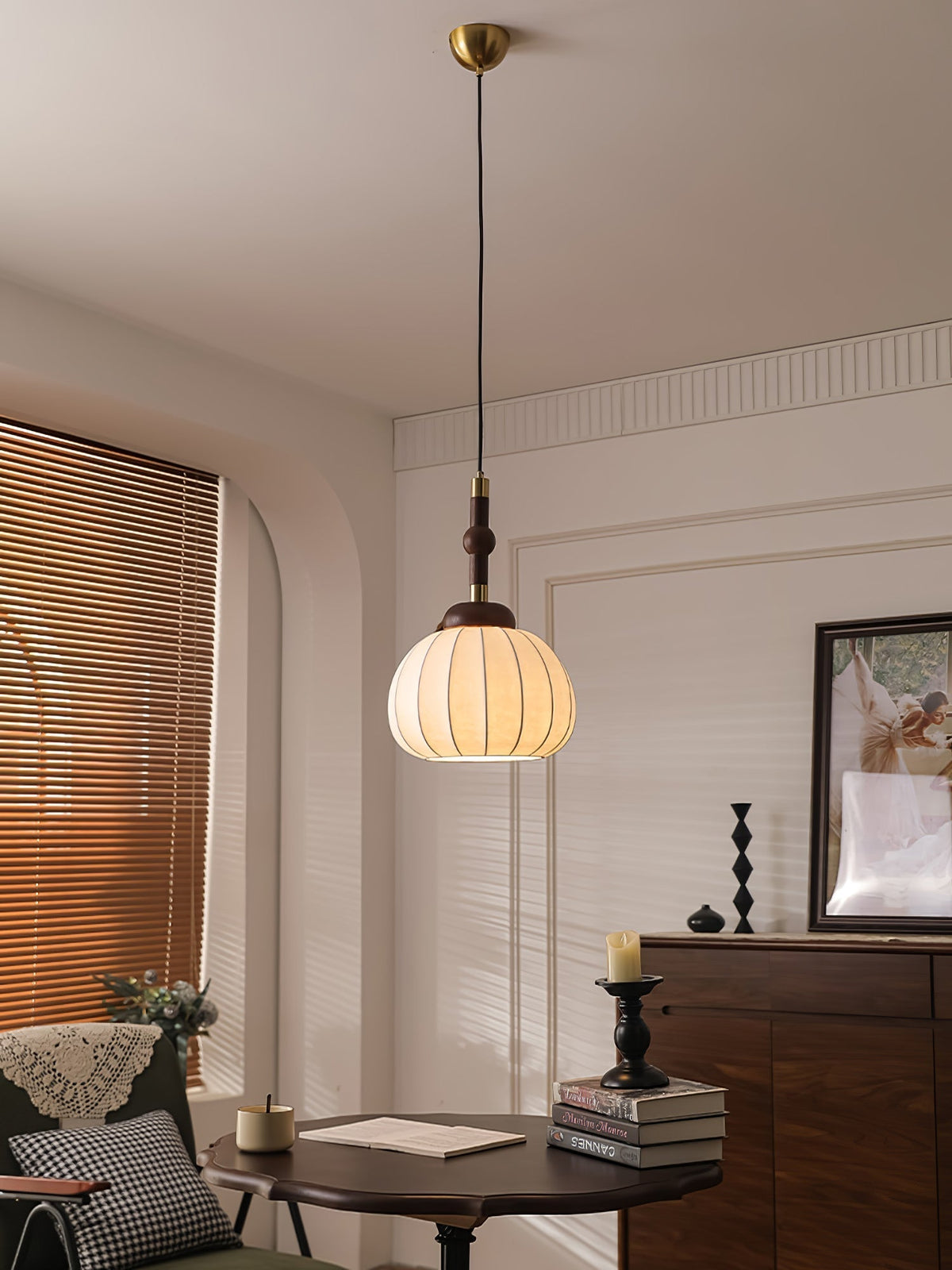 Livenor Silk & Wood Scandinavian Pendant Lamp