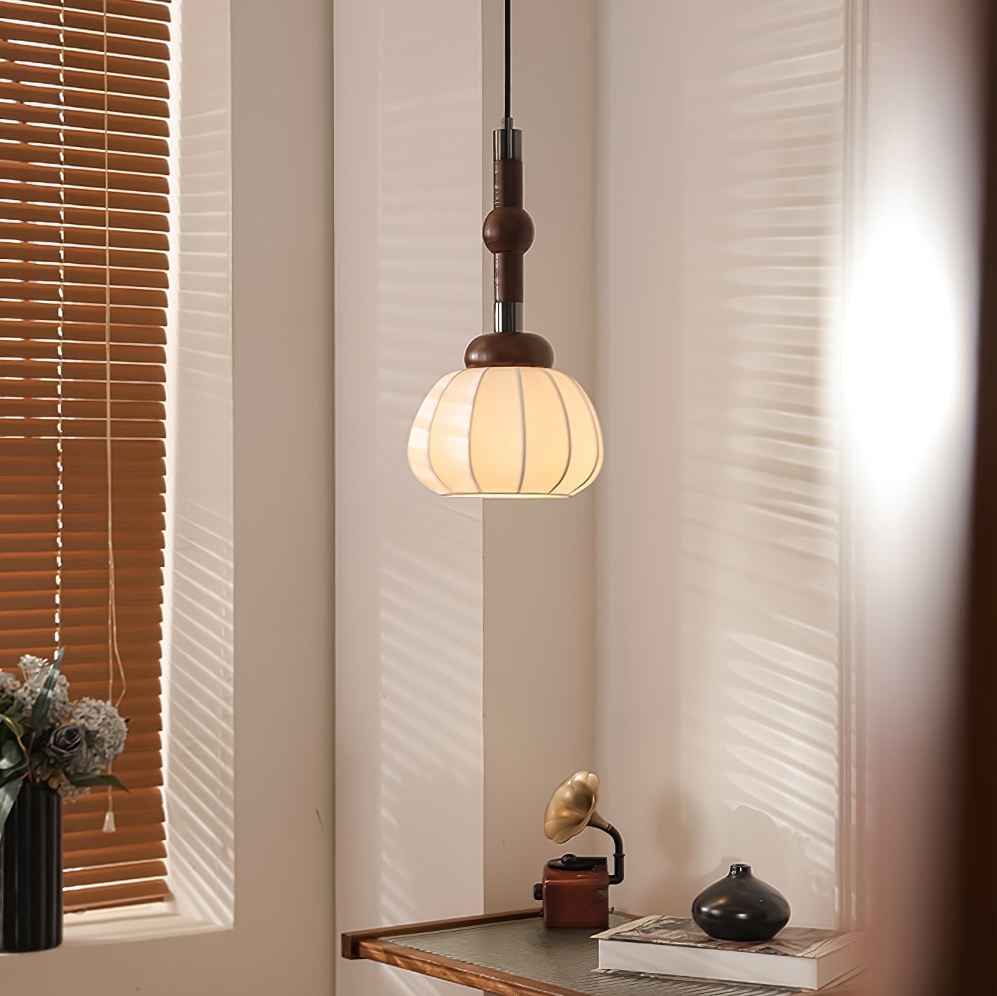 Livenor Silk & Wood Scandinavian Pendant Lamp