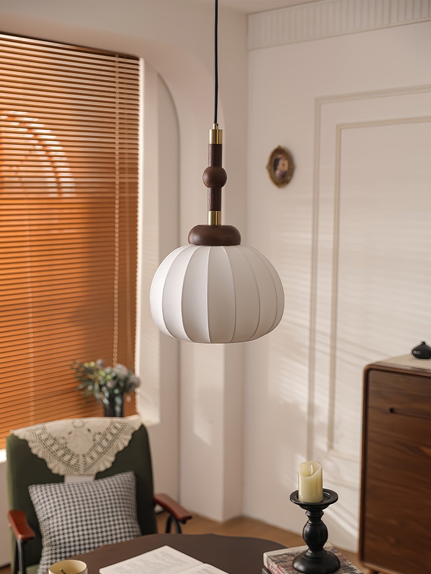Livenor Silk & Wood Scandinavian Pendant Lamp