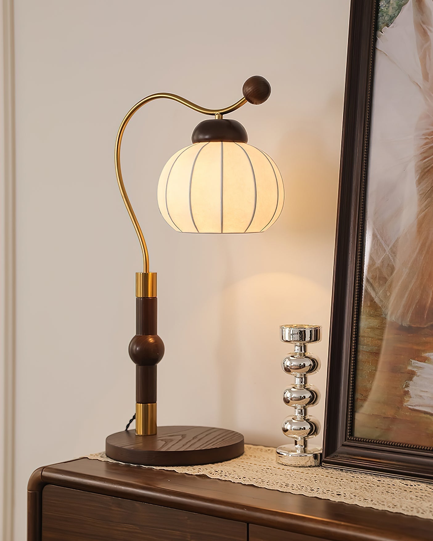 Zyran Silk Wood Retro Table Lamp