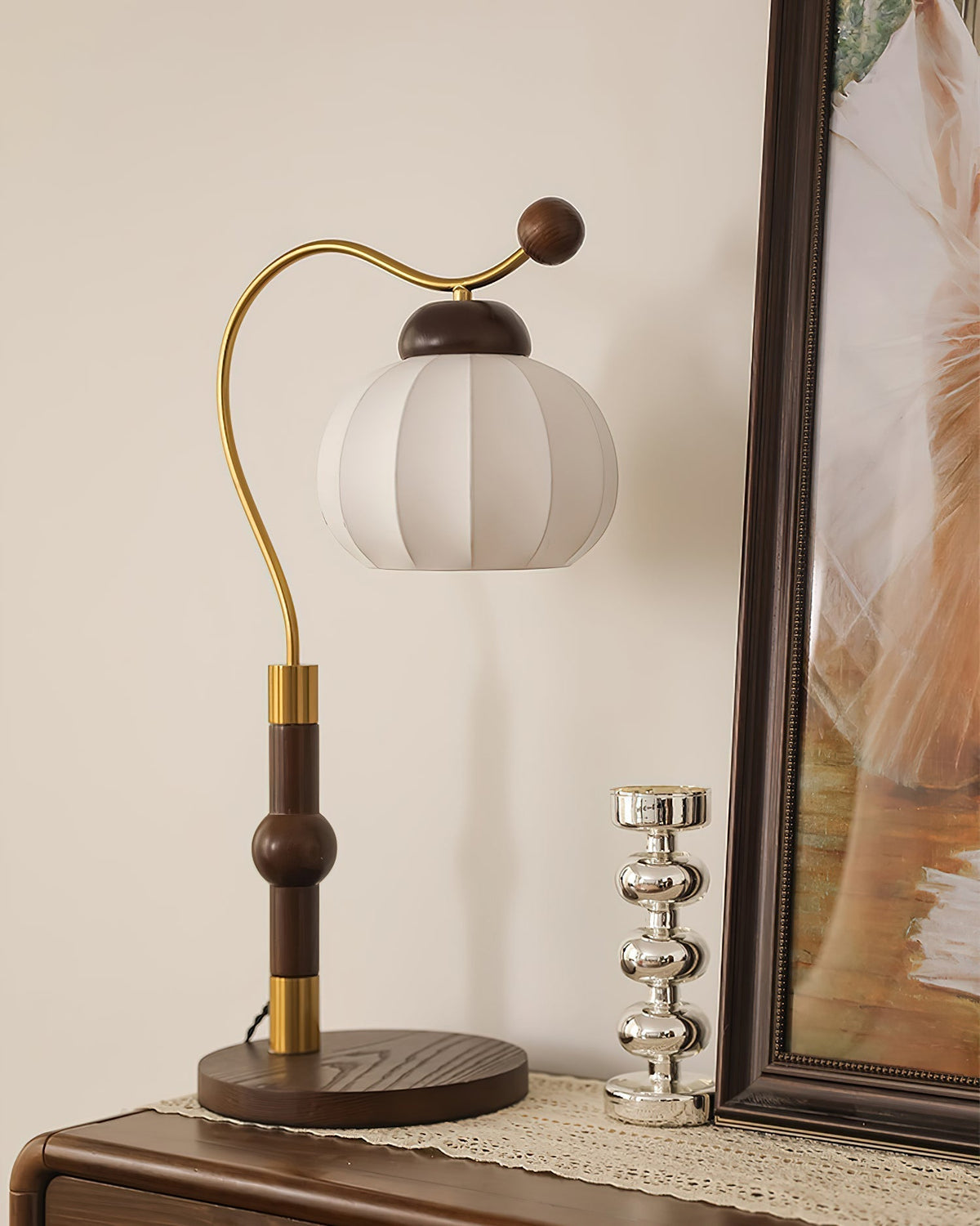 Zyran Silk Wood Retro Table Lamp