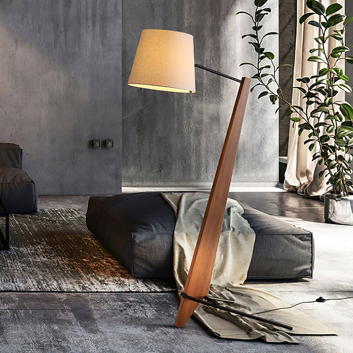 Vyran Wood Fabric Floor Lamp