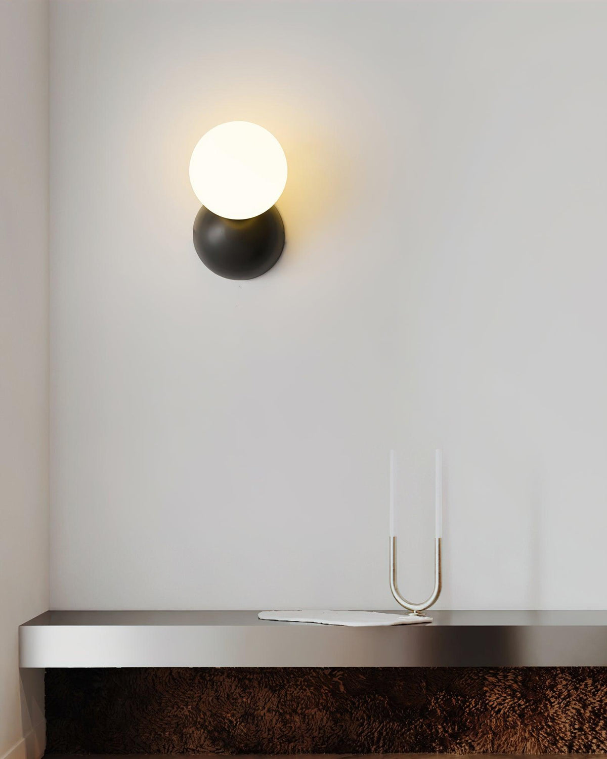 Velirina Sphere Glass Brass Wall Light