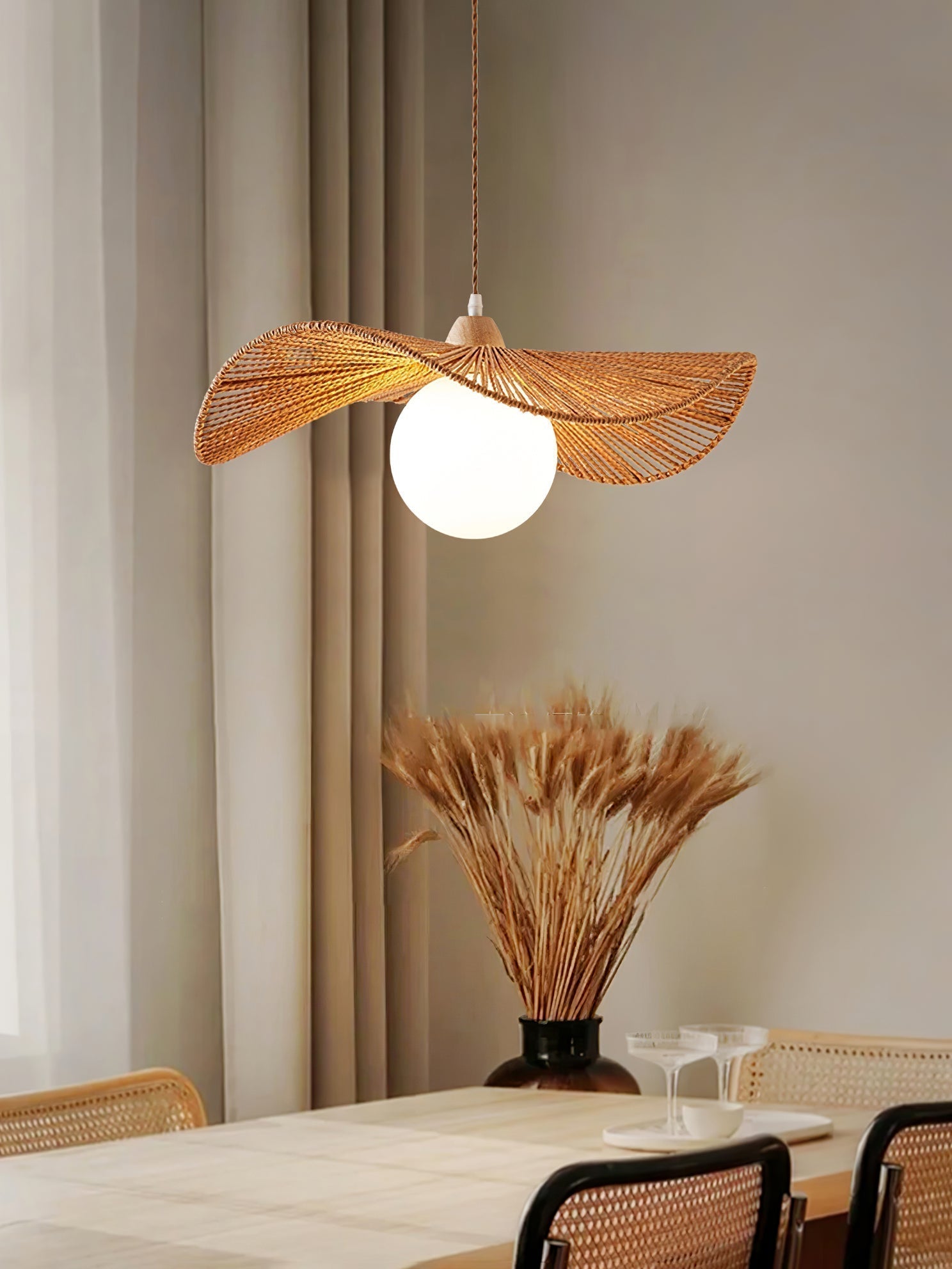 Yaslen Art Natural Woven Pendant Lamp
