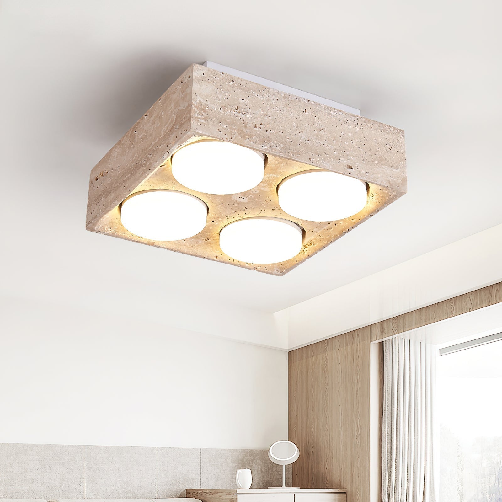 Virinira Quad-Spot Travertine Ceiling Light