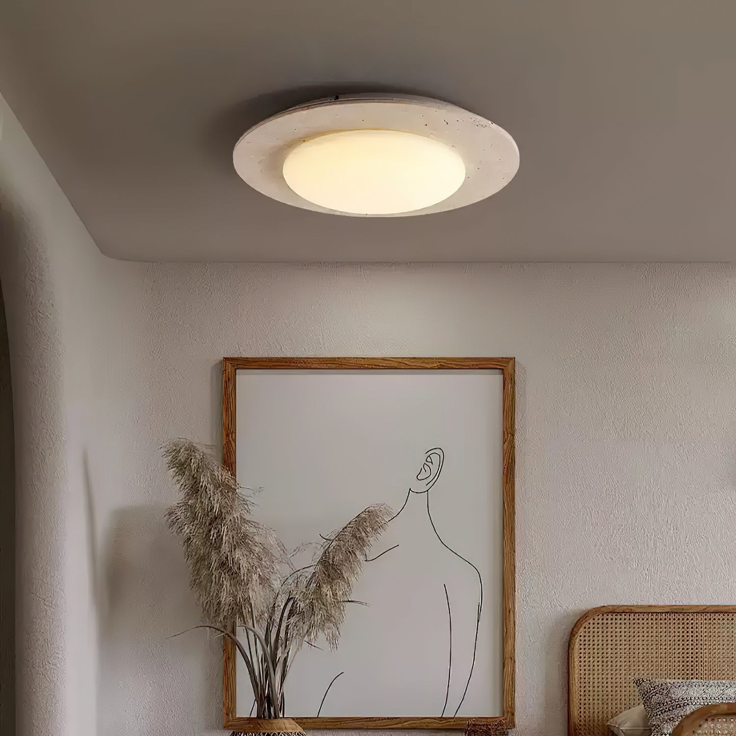 Arsoror Flush-Mount Travertine Ceiling Light