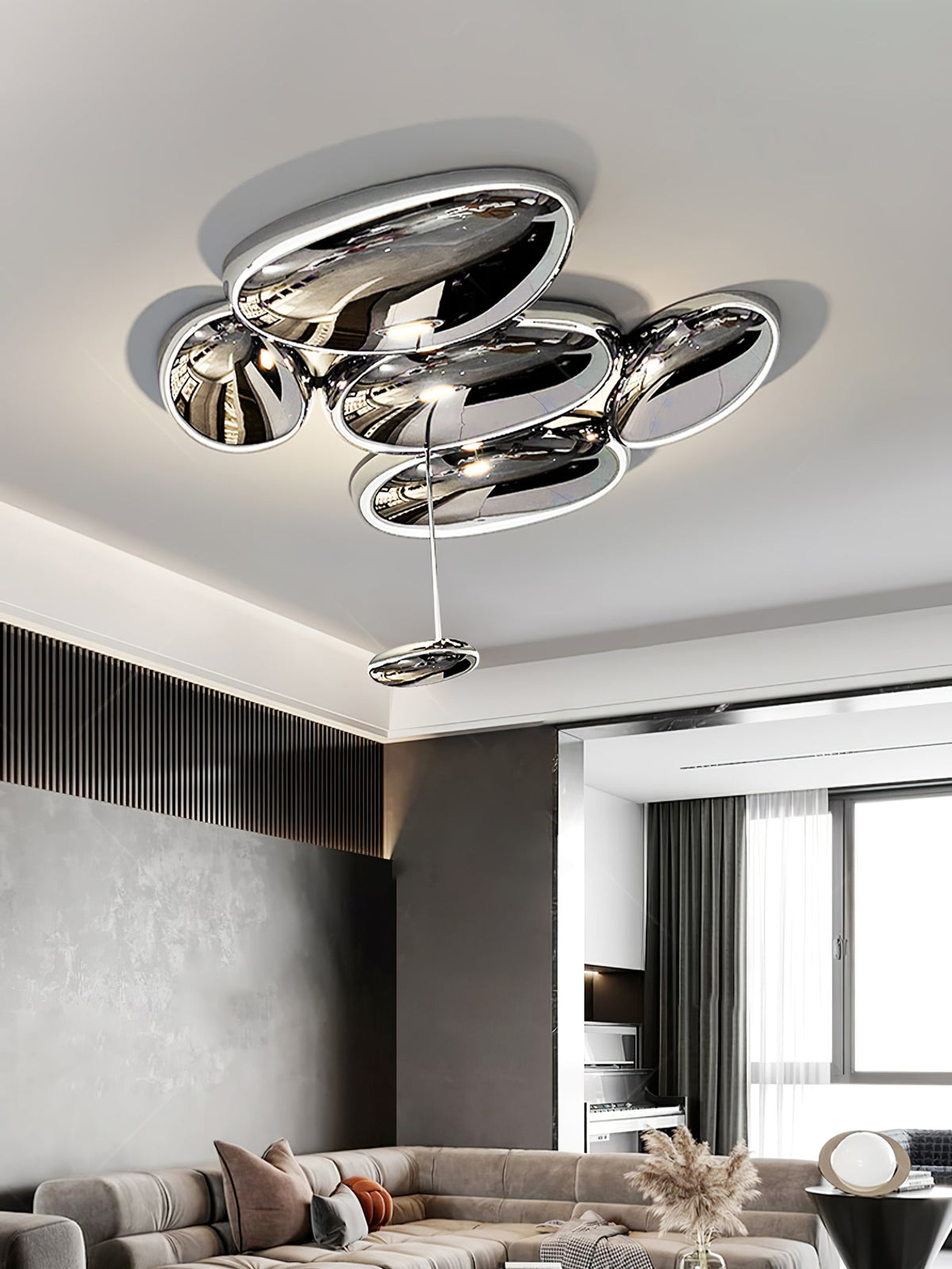 Vostix Ceiling Lamp Chrome Pebble Modern