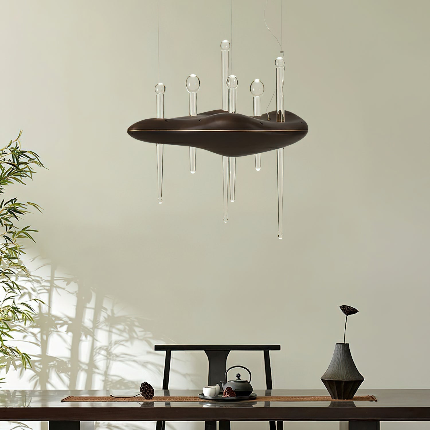 Umare Whimsical Oak Glass Pendant Light