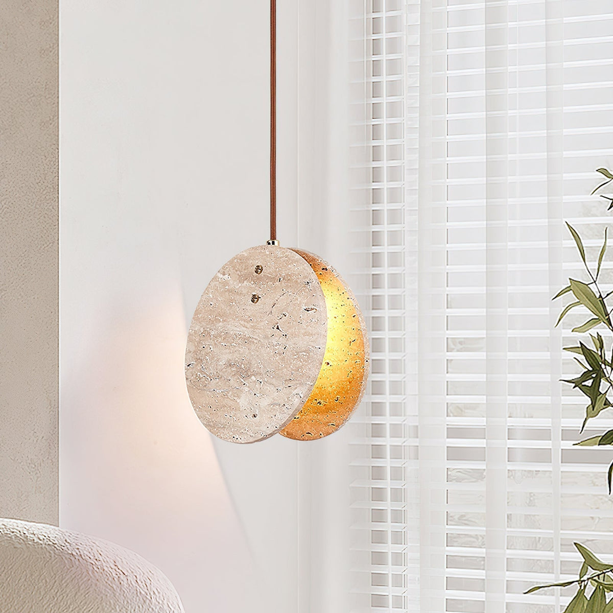 Sern Crescent Travertine Pendant Light
