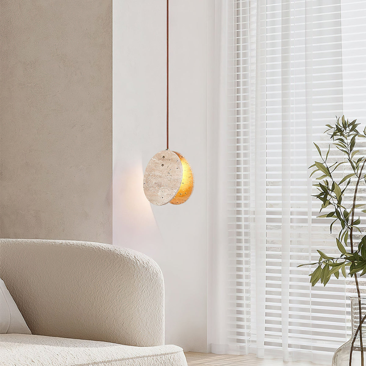 Sern Crescent Travertine Pendant Light