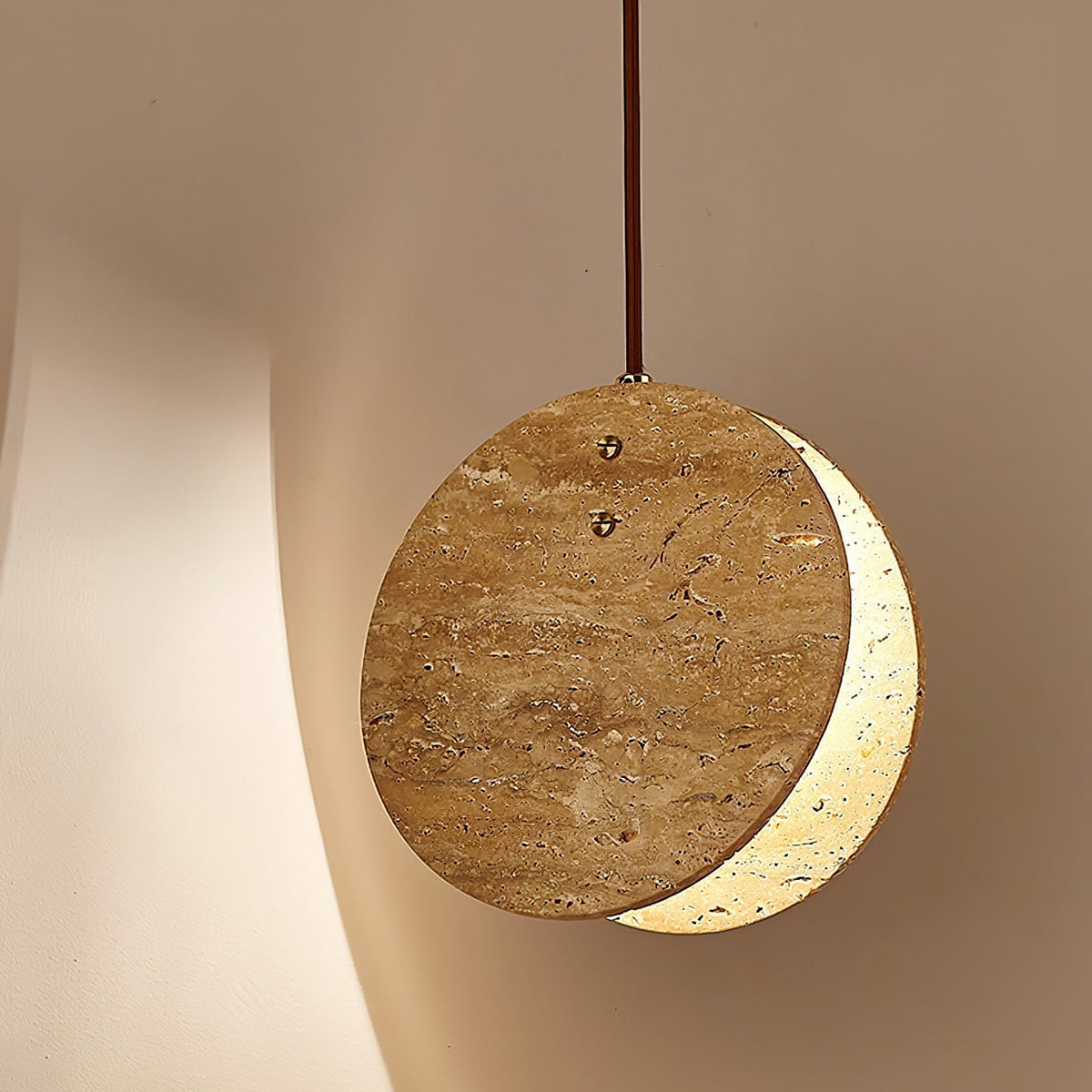 Sern Crescent Travertine Pendant Light