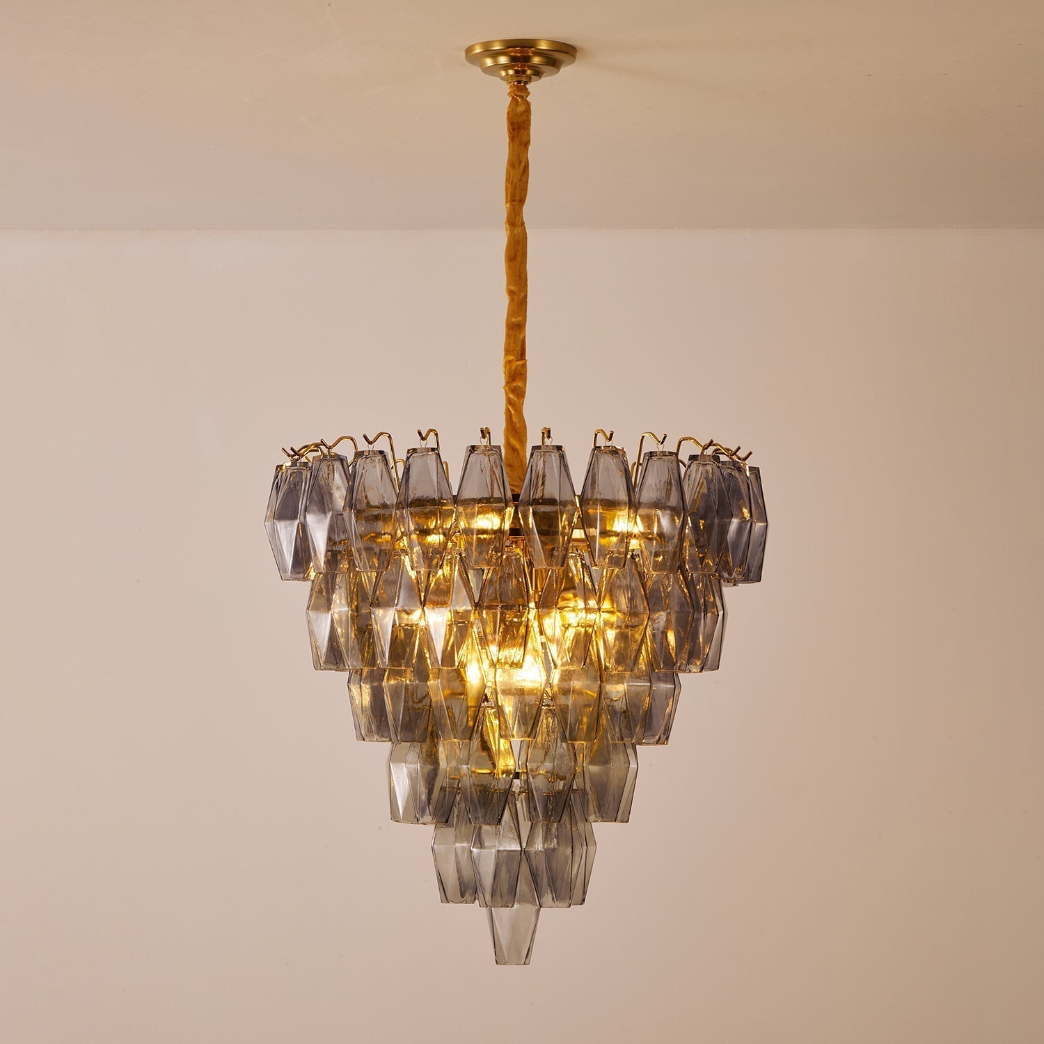 Cyranelle Chandelier Smoke Gray Inverted Crystal Prism