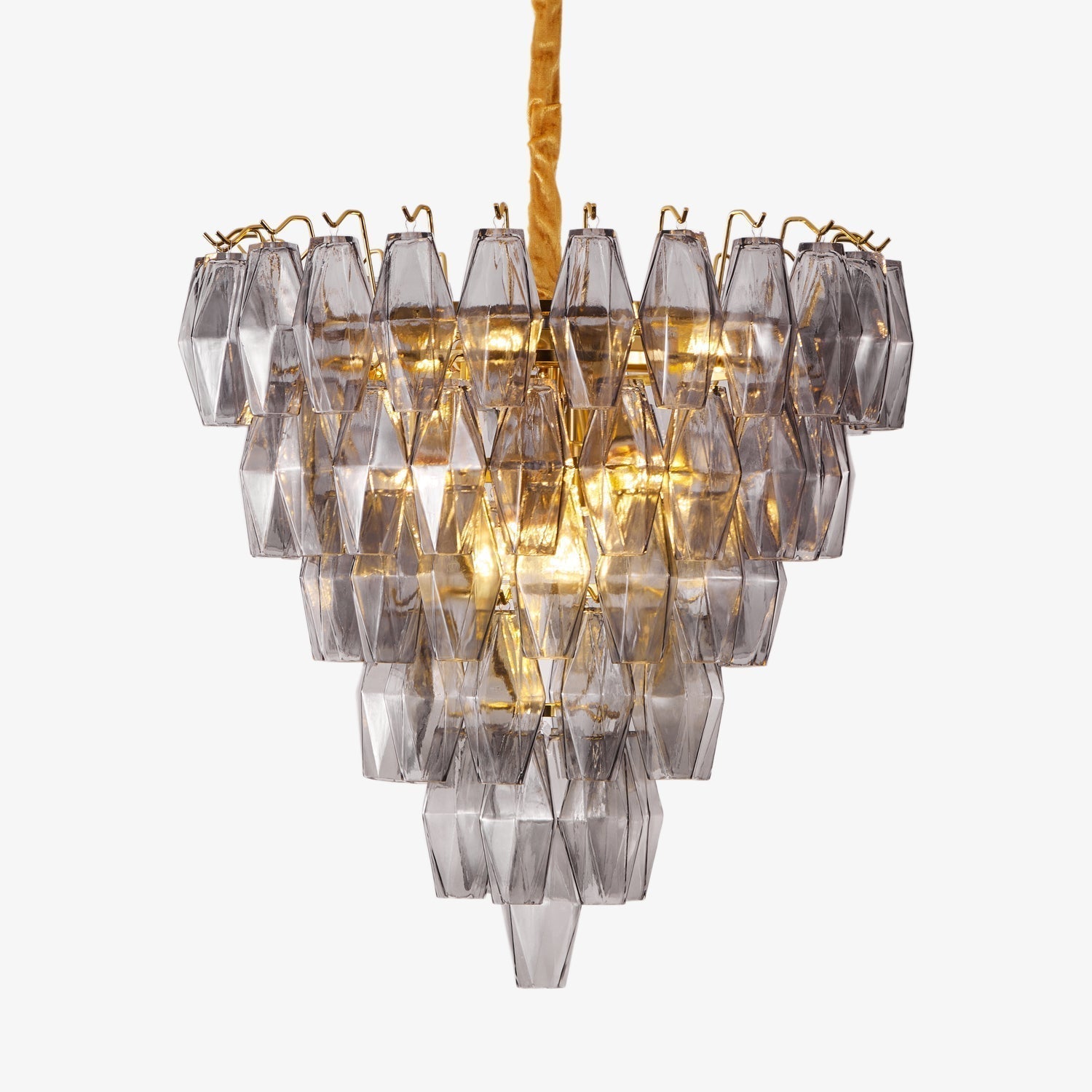Cyranelle Chandelier Smoke Gray Inverted Crystal Prism