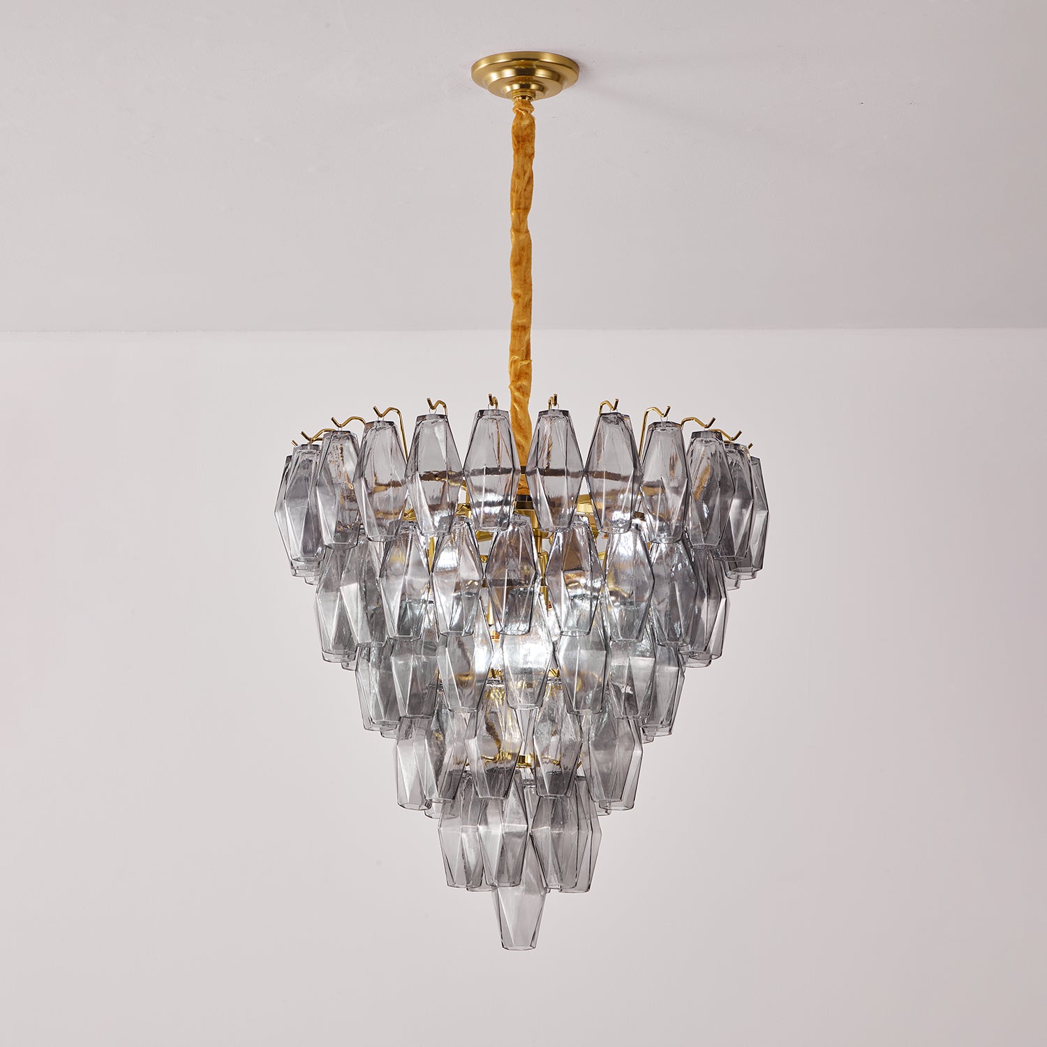 Cyranelle Chandelier Smoke Gray Inverted Crystal Prism