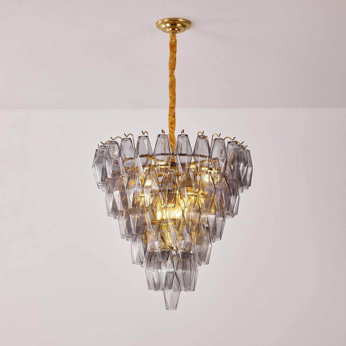 Cyranelle Chandelier Smoke Gray Inverted Crystal Prism