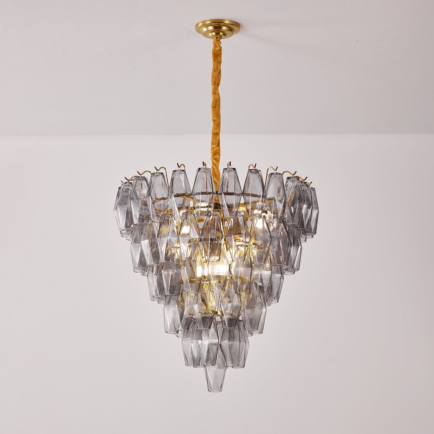 Cyranelle Chandelier Smoke Gray Inverted Crystal Prism