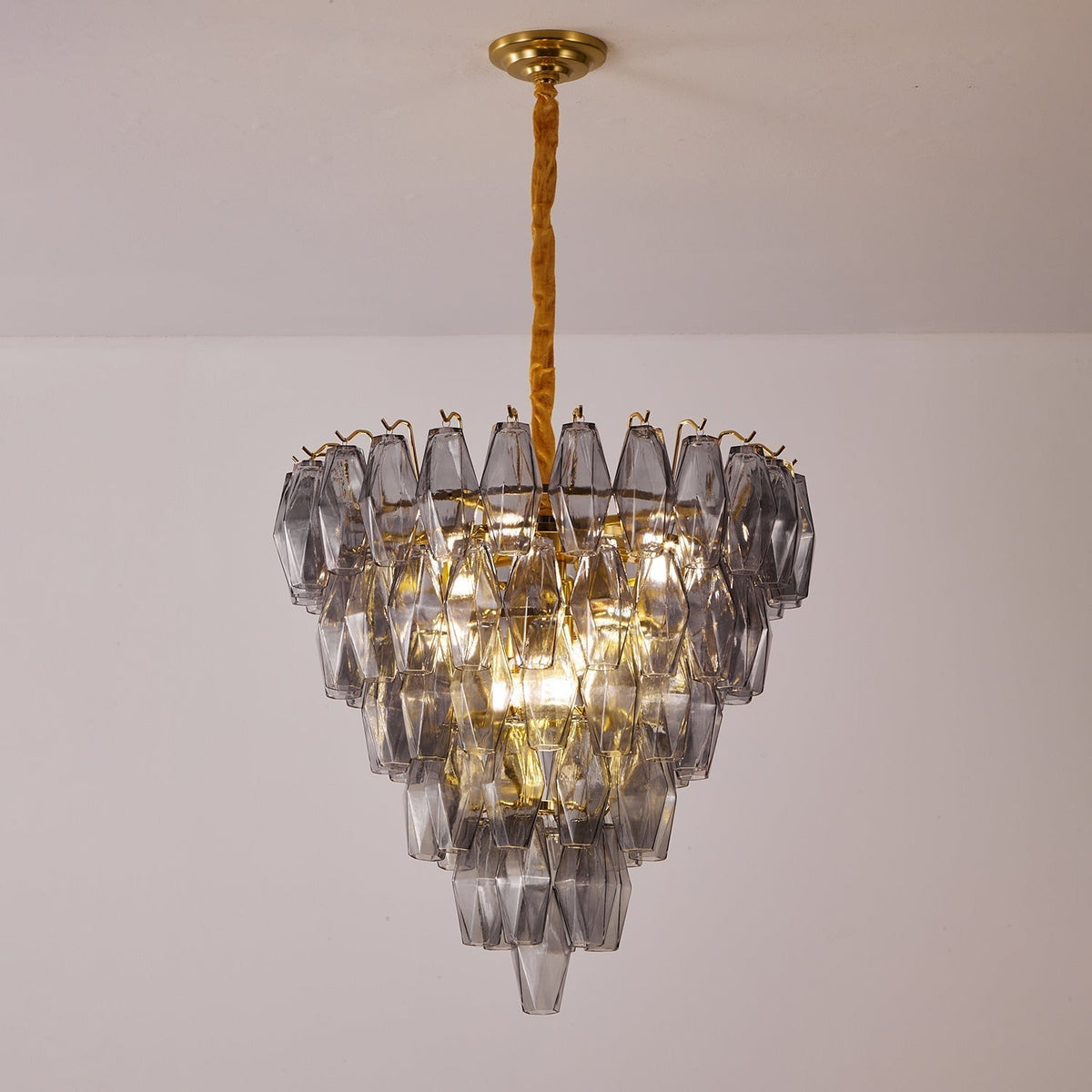 Cyranelle Chandelier Smoke Gray Inverted Crystal Prism