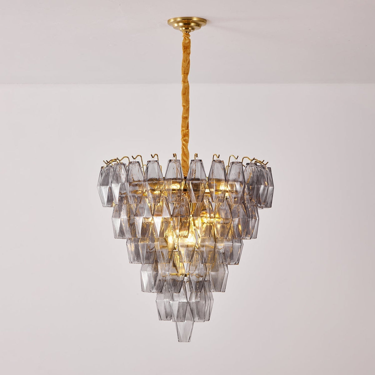 Cyranelle Chandelier Smoke Gray Inverted Crystal Prism
