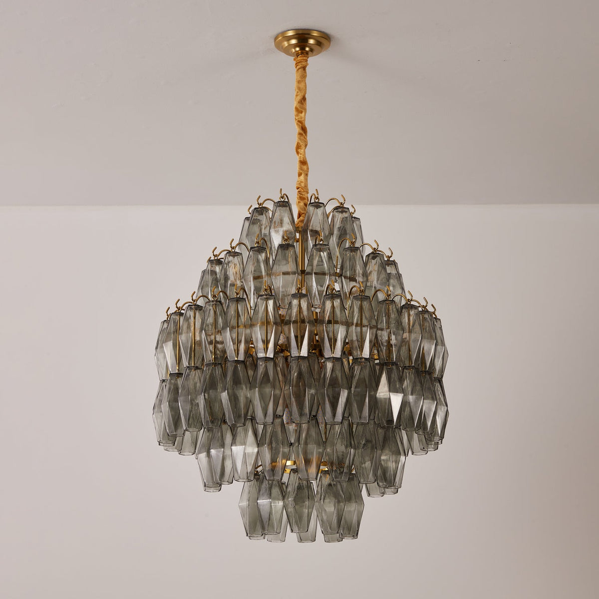 Celiiel Chandelier Smoke Gray Prism Glass Layered