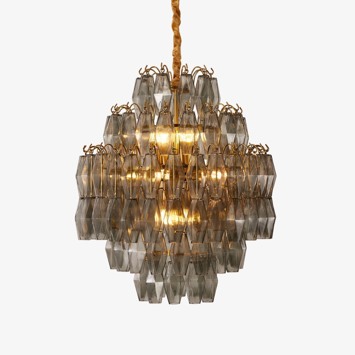 Celiiel Chandelier Smoke Gray Prism Glass Layered