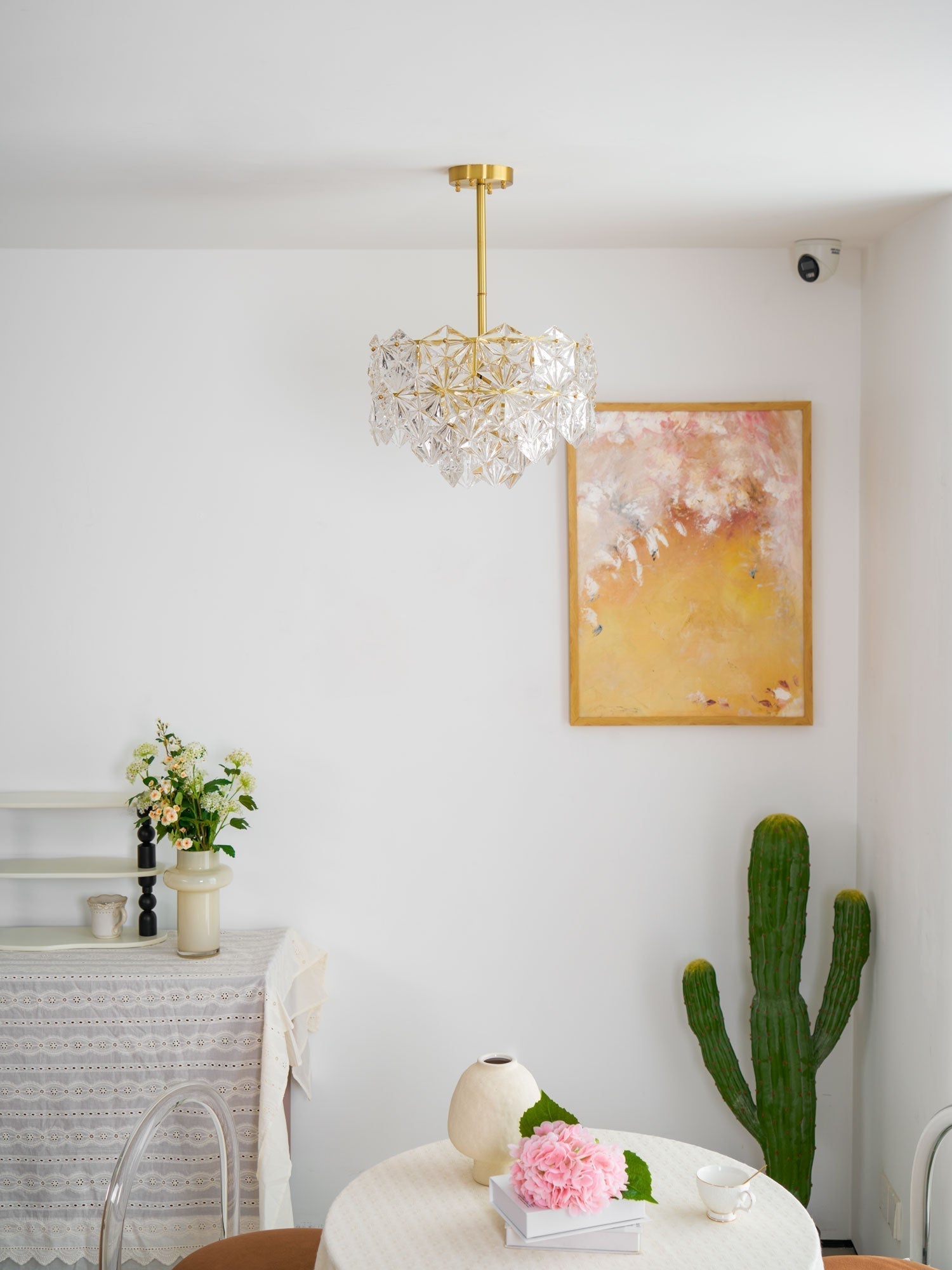 Eirararia Chandelier Snowflake Glass Gold