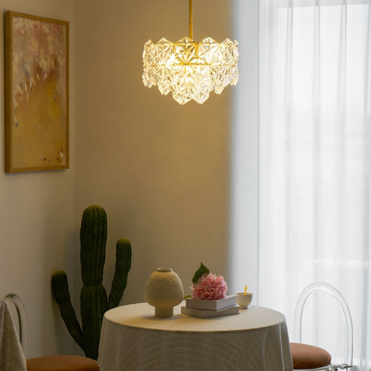 Eirararia Chandelier Snowflake Glass Gold